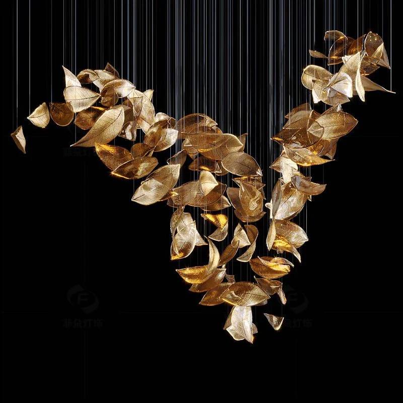 Cesilila Iridescent Leaf Pendant Light Chandelier - Image 31