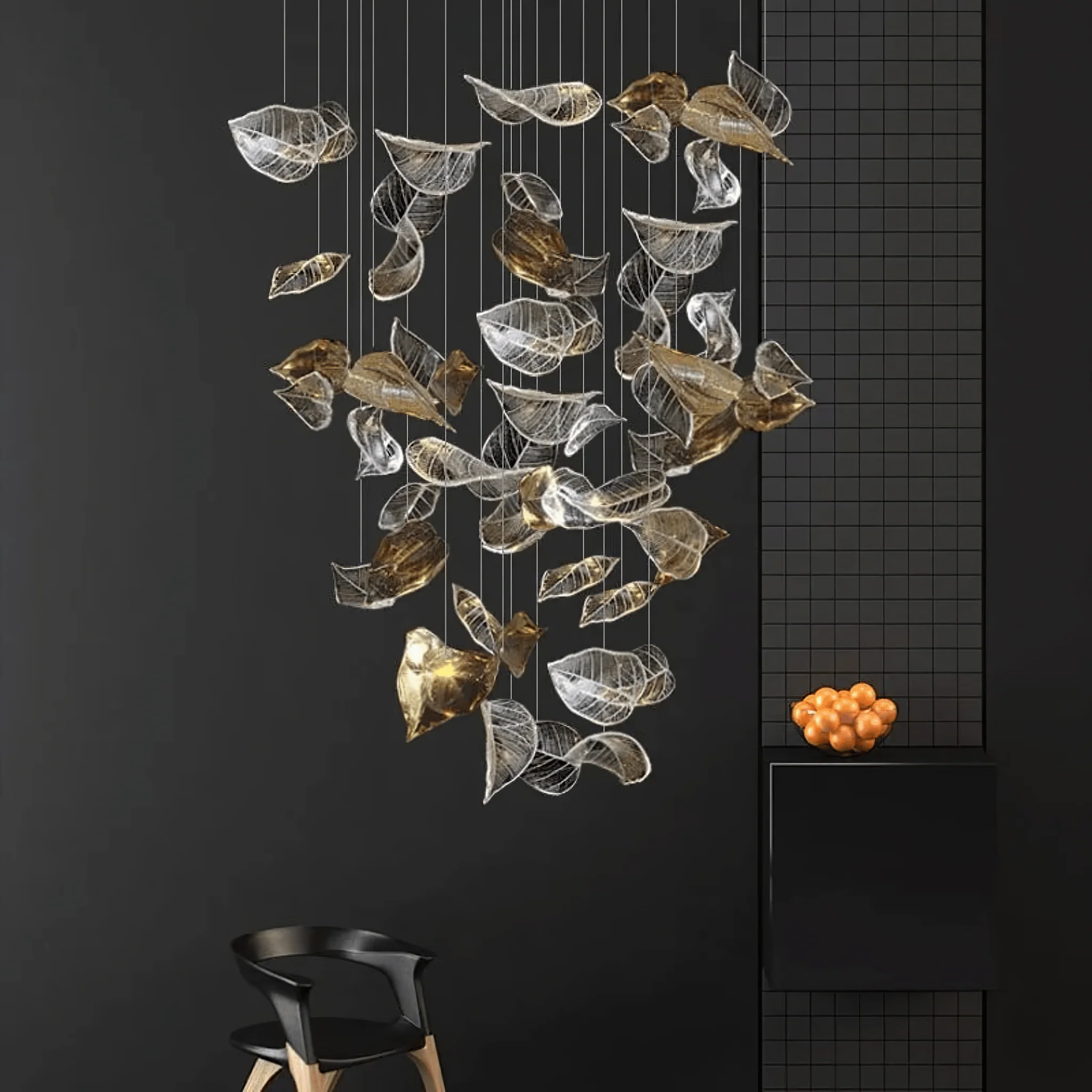 Cesilila Iridescent Leaf Pendant Light Chandelier - Image 4