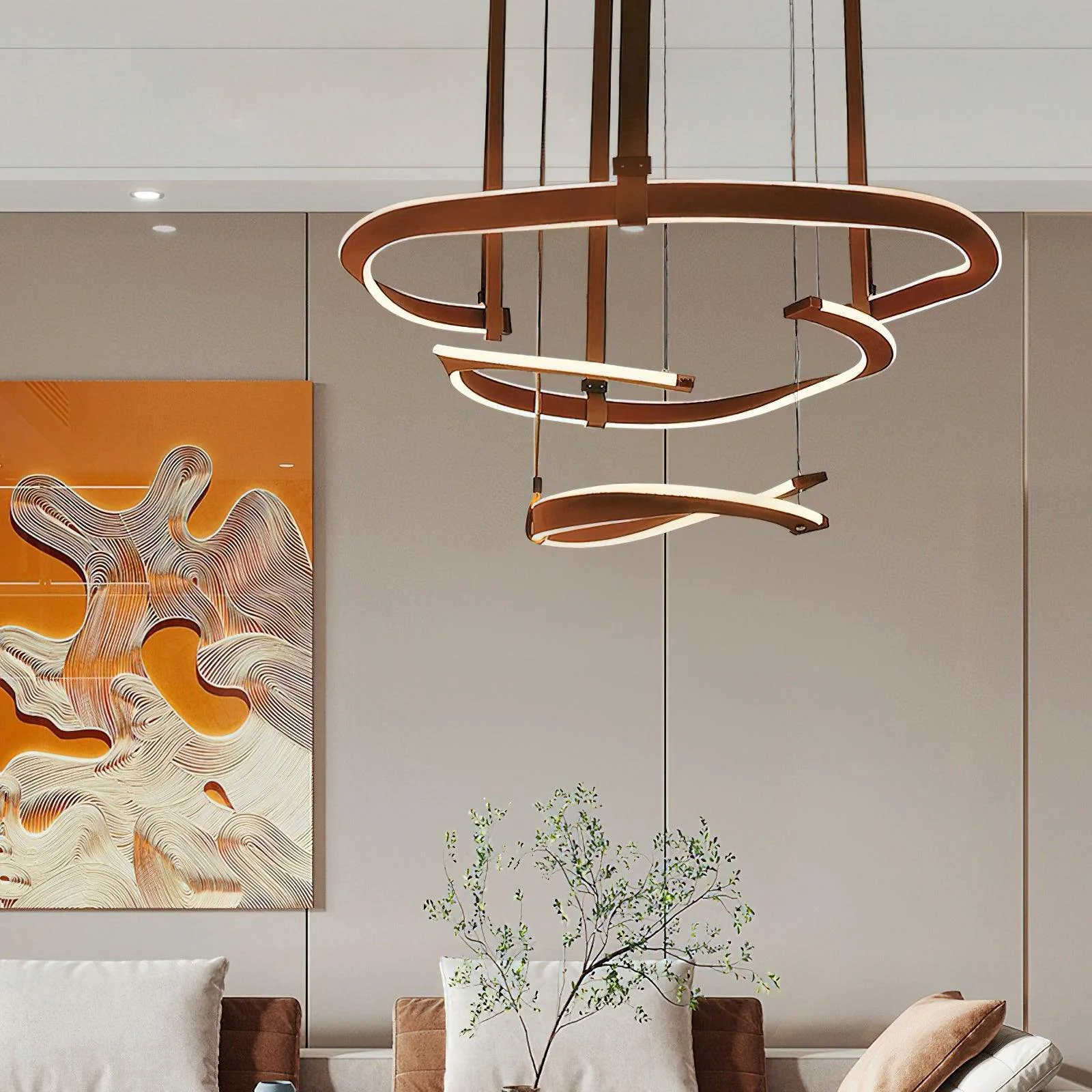 Cesorora Curved Artificial Leather Chandelier - Image 15