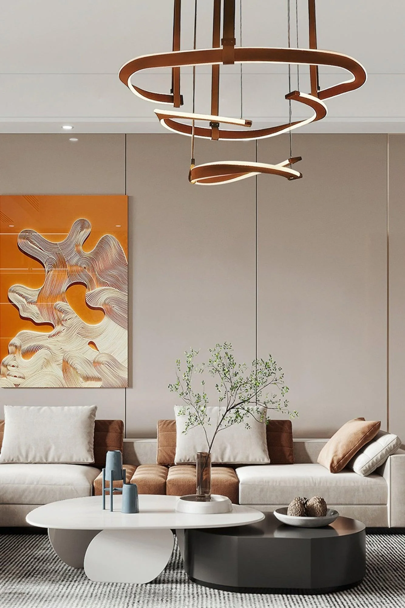 Cesorora Curved Artificial Leather Chandelier - Image 25