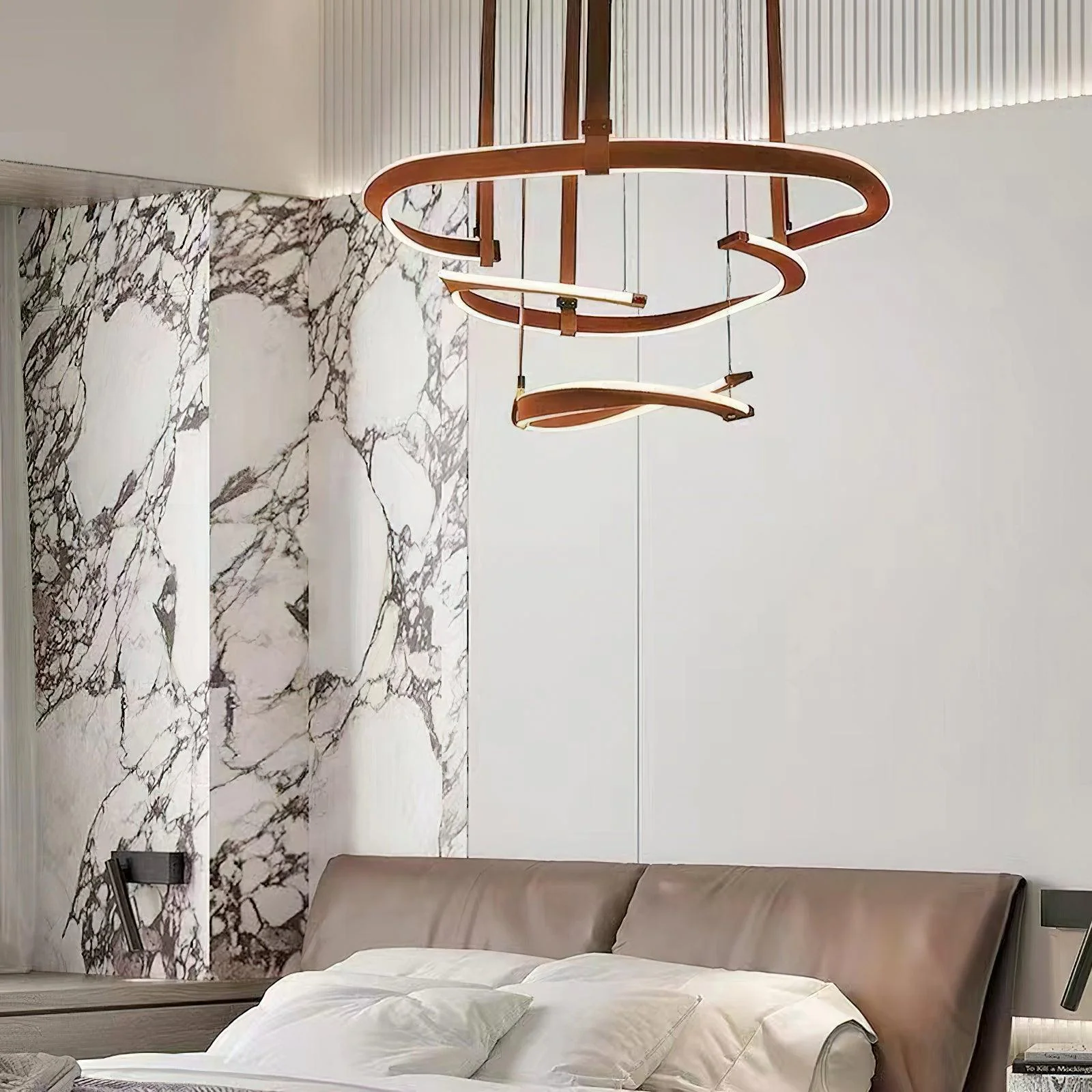 Cesorora Curved Artificial Leather Chandelier - Image 4