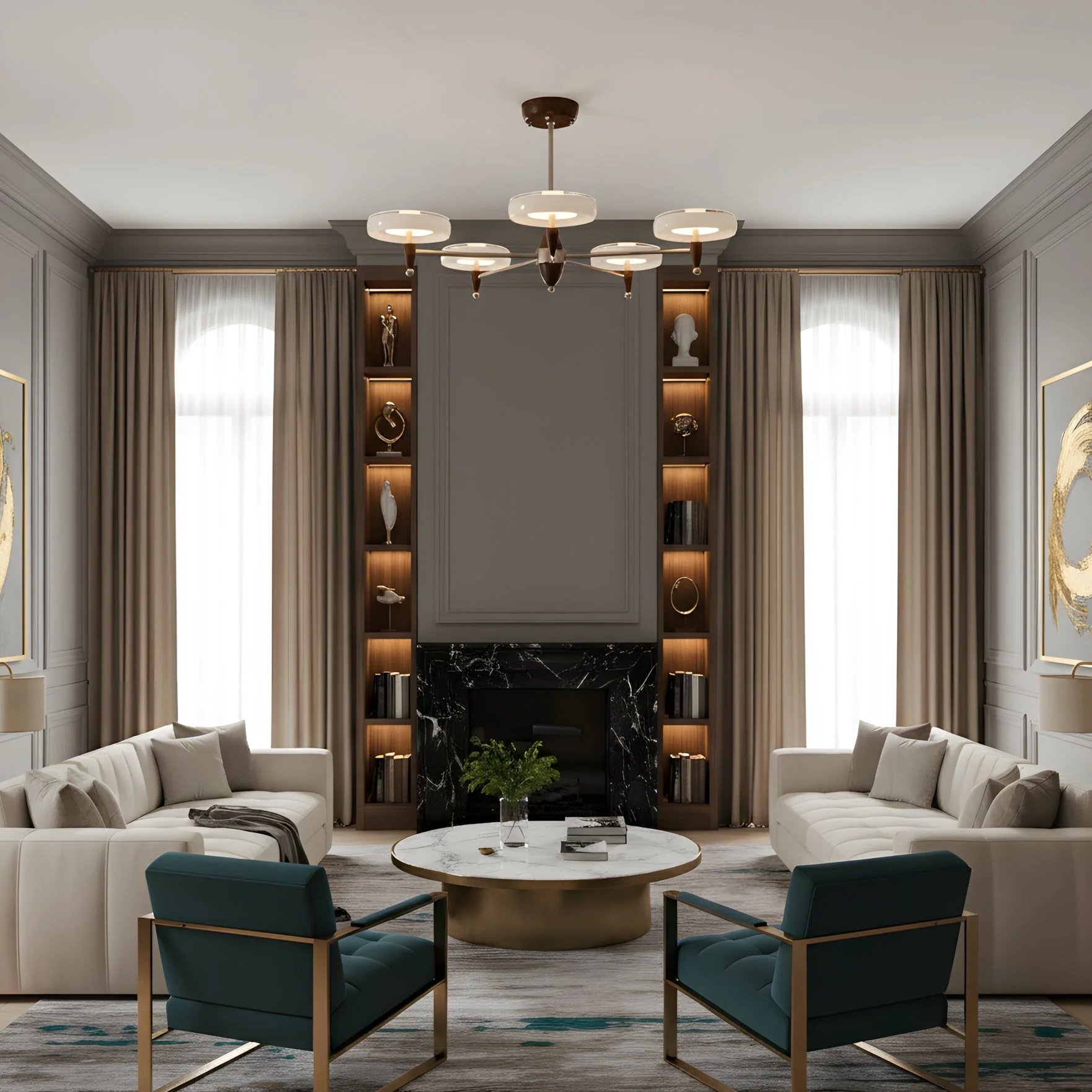 Champagne Modern Glass Chandelier - Image 3