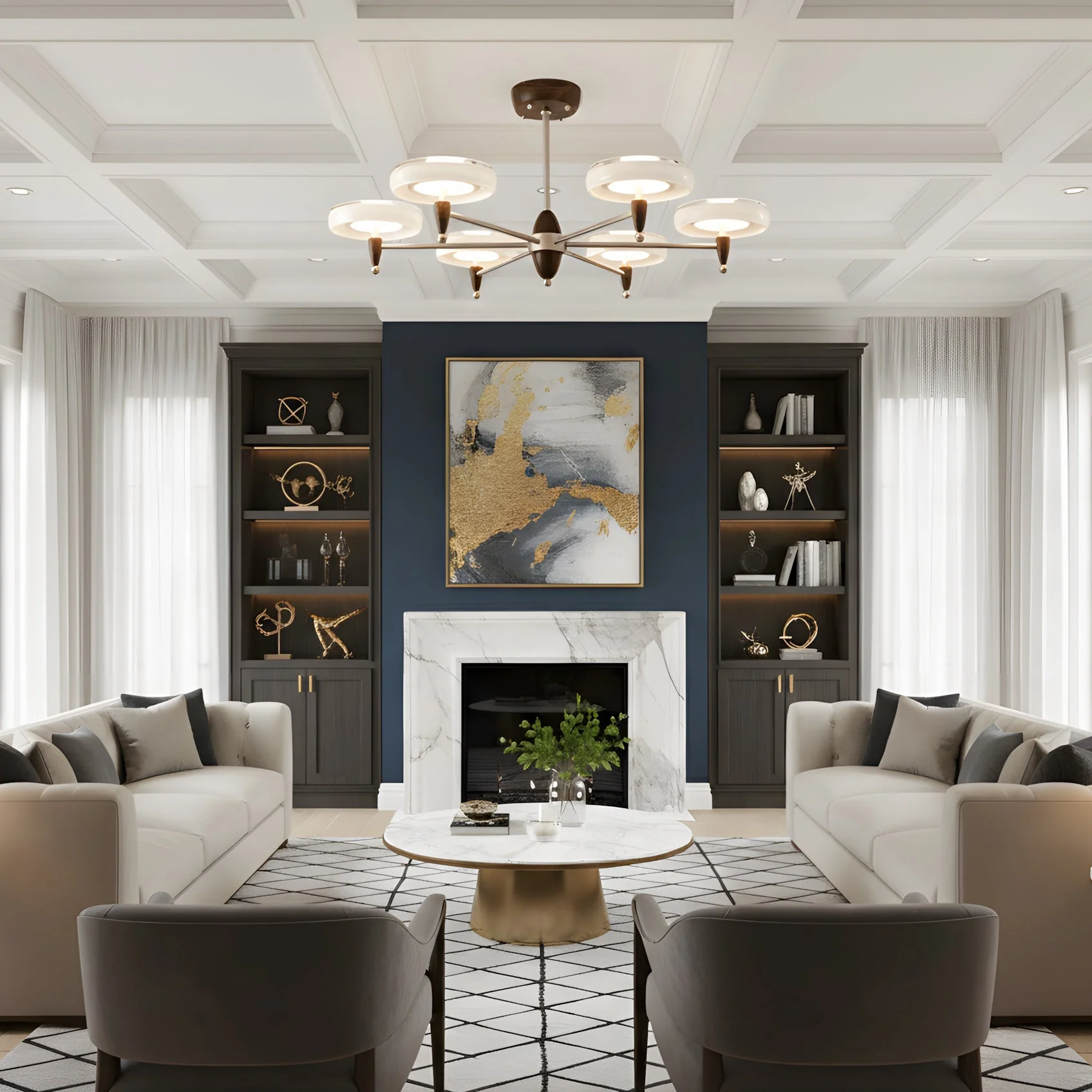 Champagne Modern Glass Chandelier - Image 6