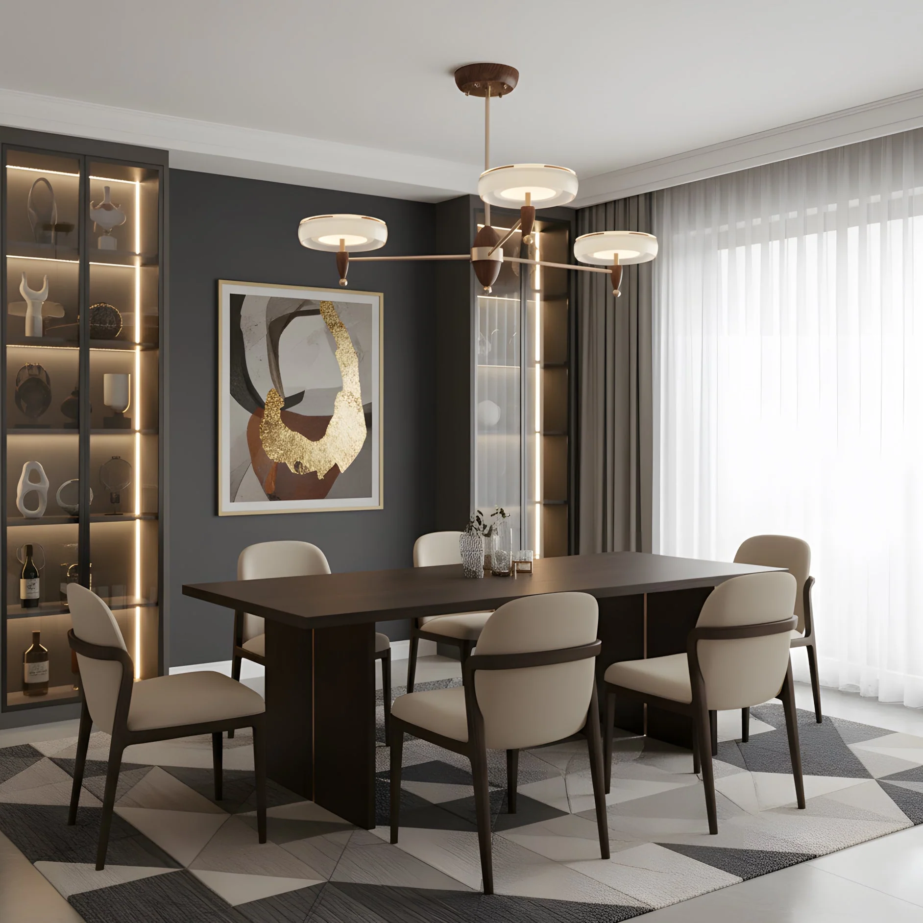 Champagne Modern Glass Chandelier - Image 7