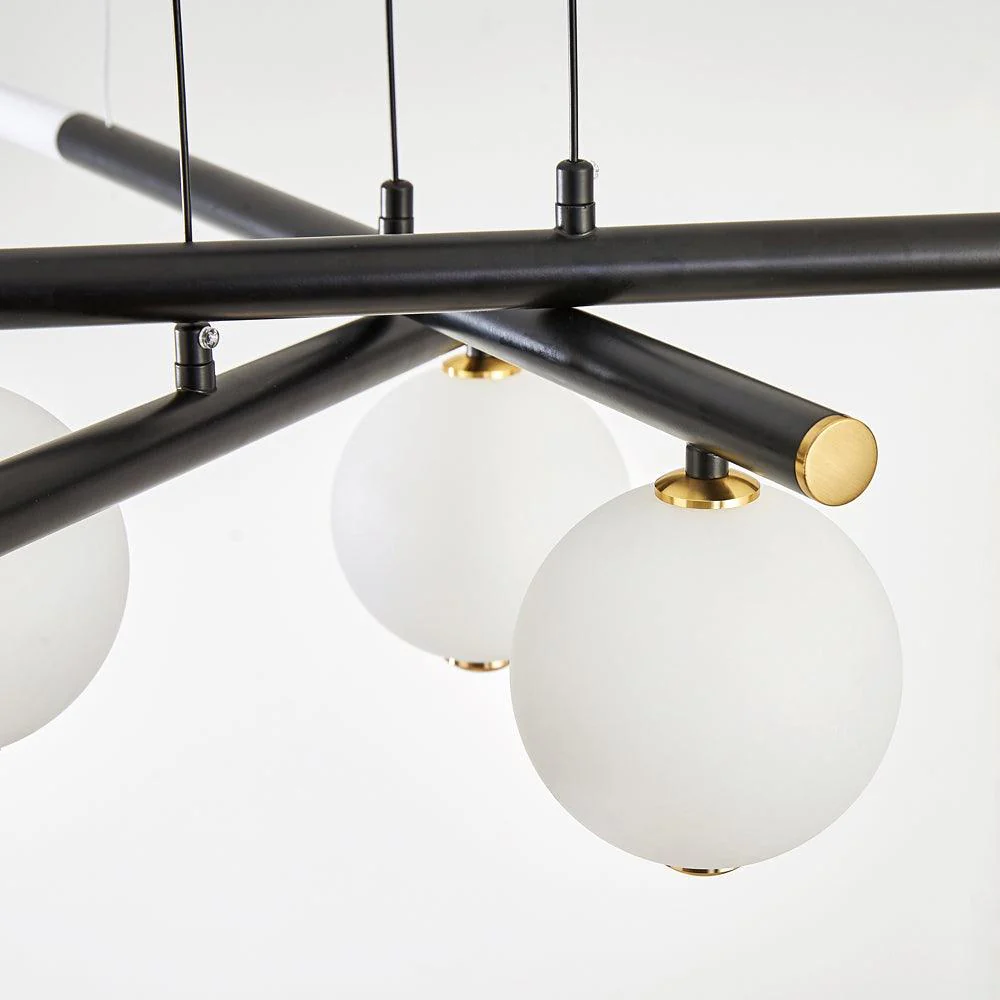 Chandelier Black White Rods and Globe Modern - Image 21