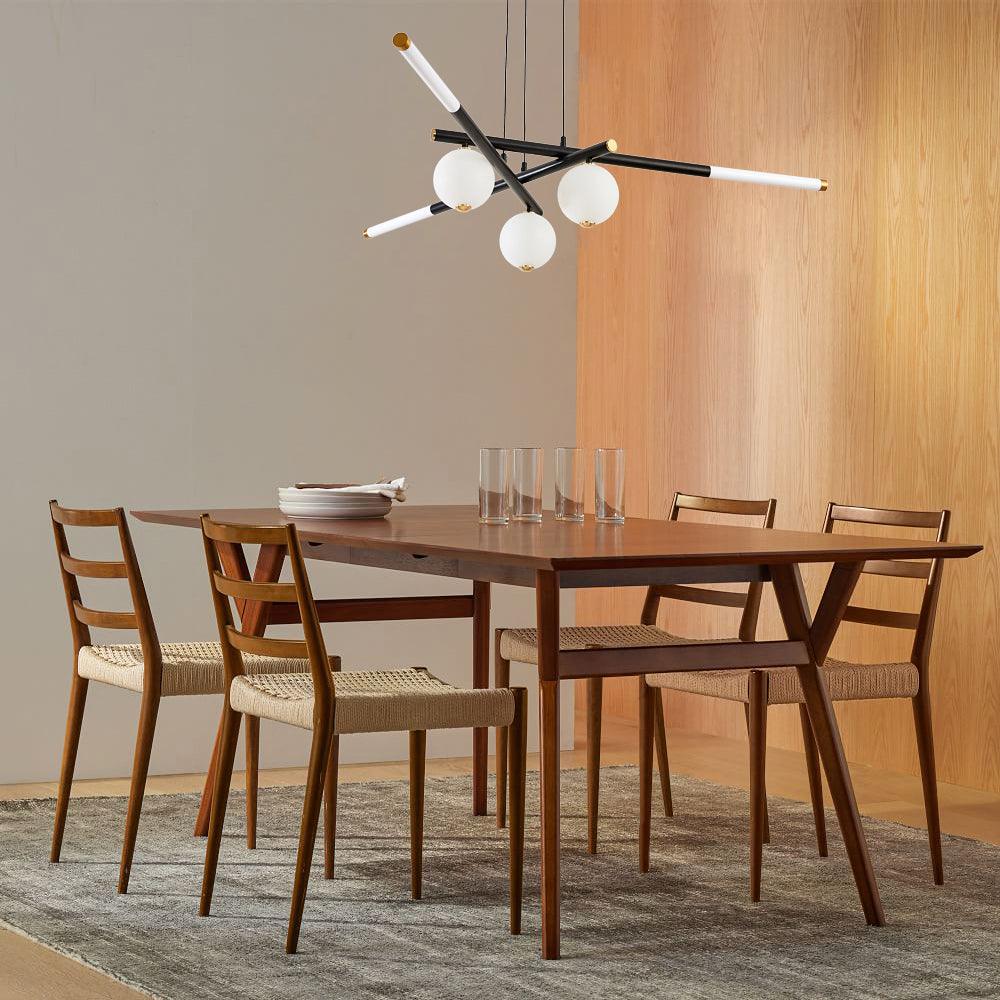 Chandelier Black White Rods and Globe Modern - Image 8