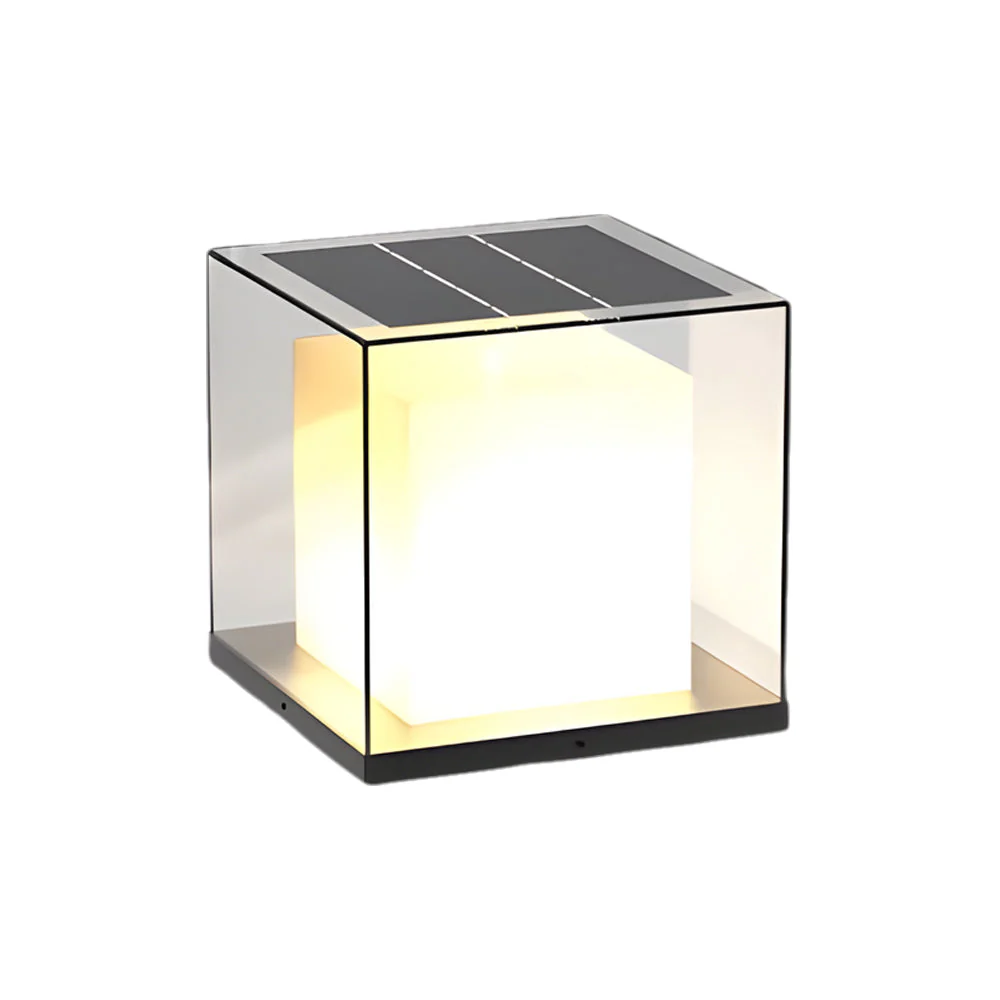 Cheerful Square Gate Minimalist Glass Outdoor Pillar Lights - Image 6