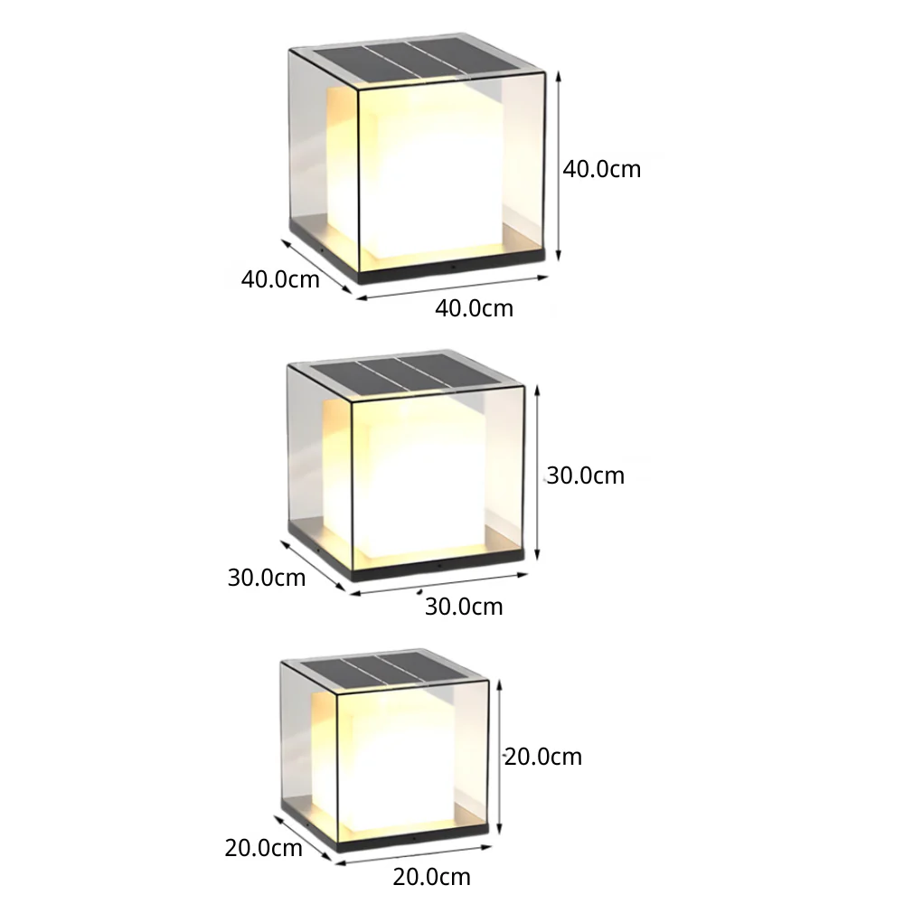 Cheerful Square Gate Minimalist Glass Outdoor Pillar Lights - Image 8