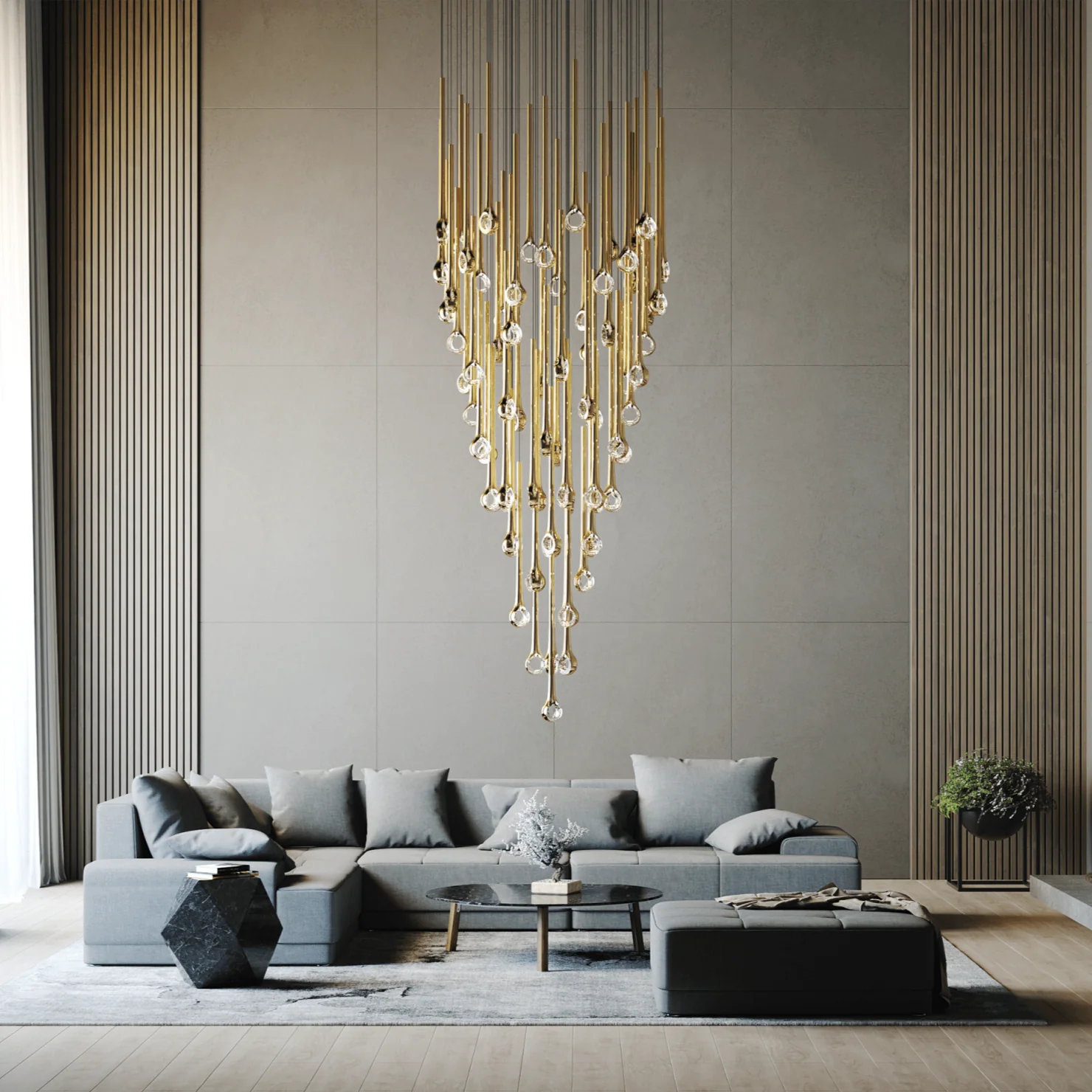 Cicarir Gradient Gold Glass Chandelier - Image 3