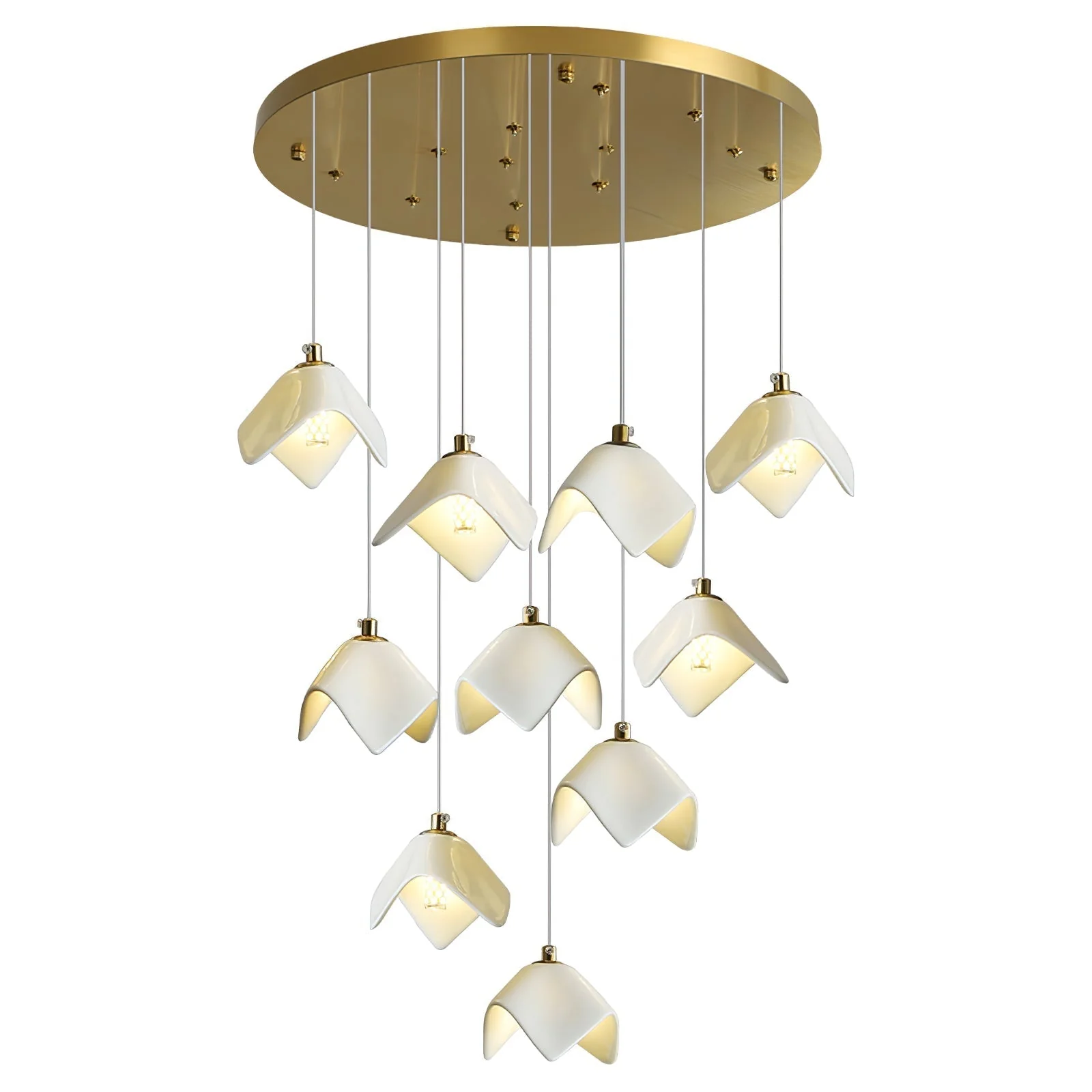 Cithayra Geometric Glass Brass Chandelier - Image 2