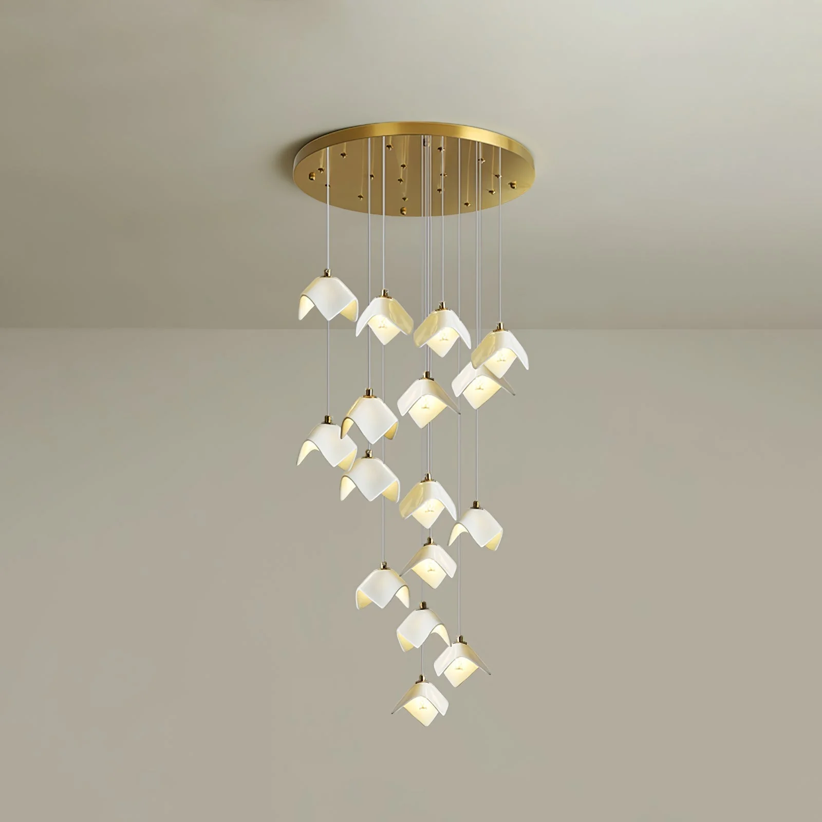 Cithayra Geometric Glass Brass Chandelier - Image 26