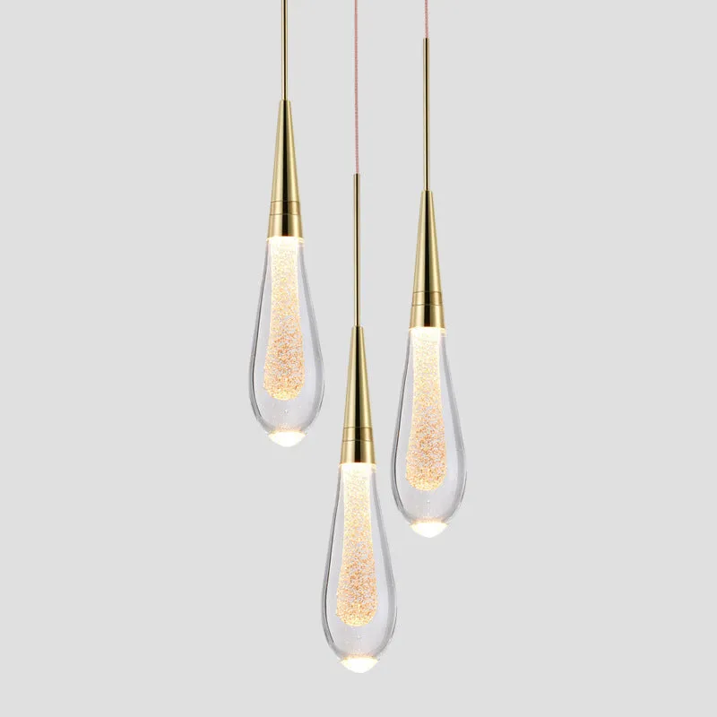 Kristy Pendant Light Crystal & Glass Droplet, Gold - Image 3