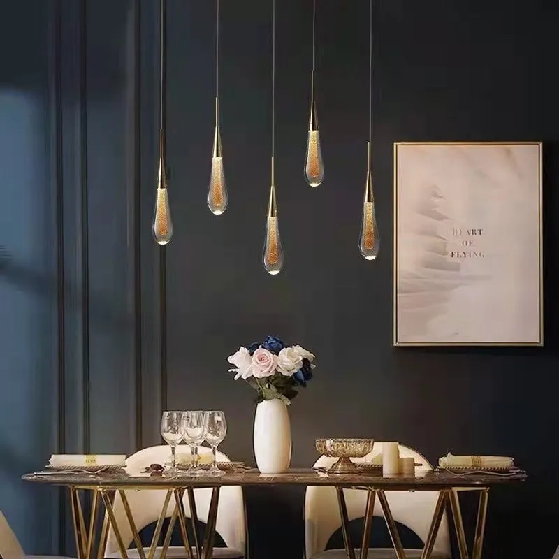 Kristy Pendant Light Crystal & Glass Droplet, Gold - Image 8