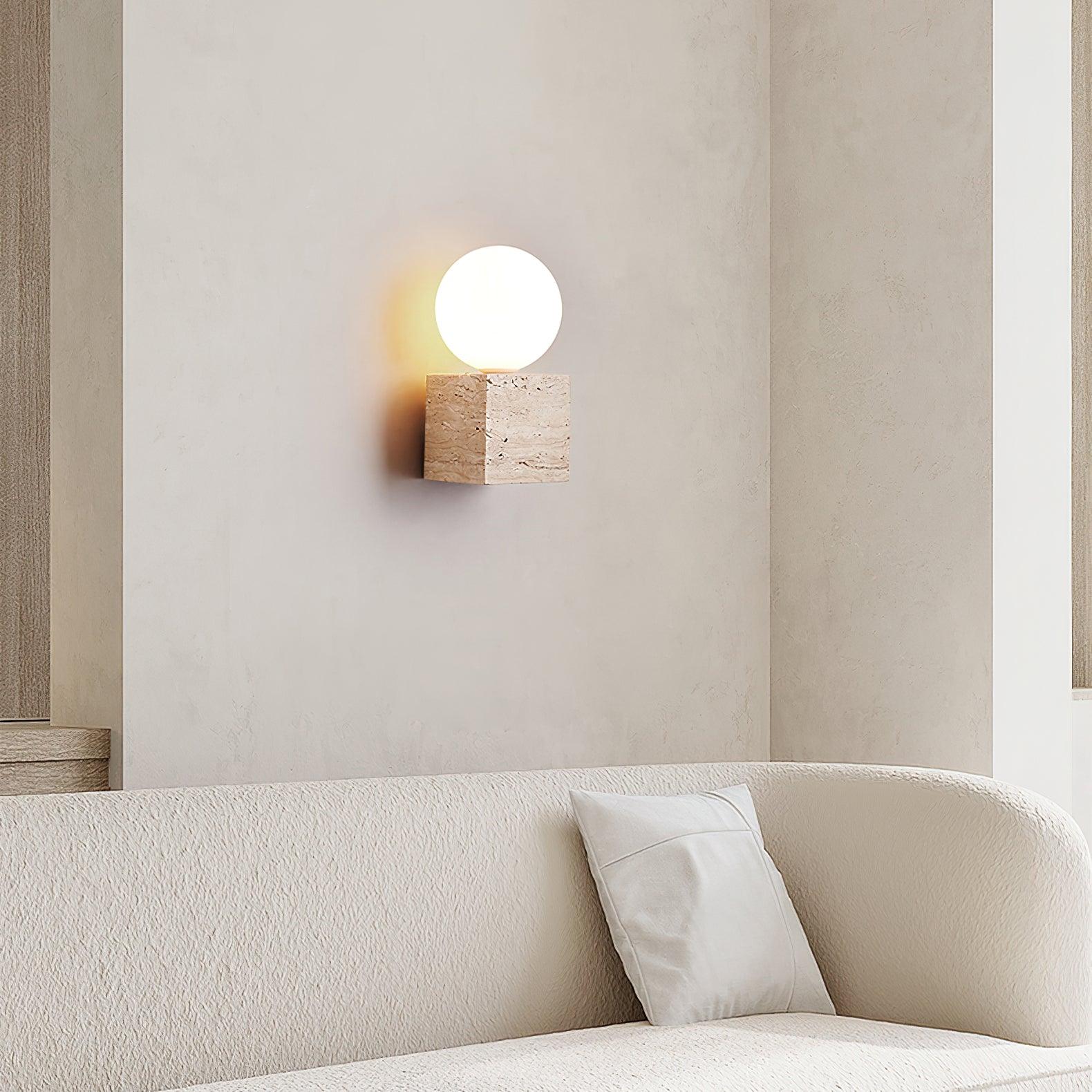 Cube Minimalist Travertine Wall Light - Image 6