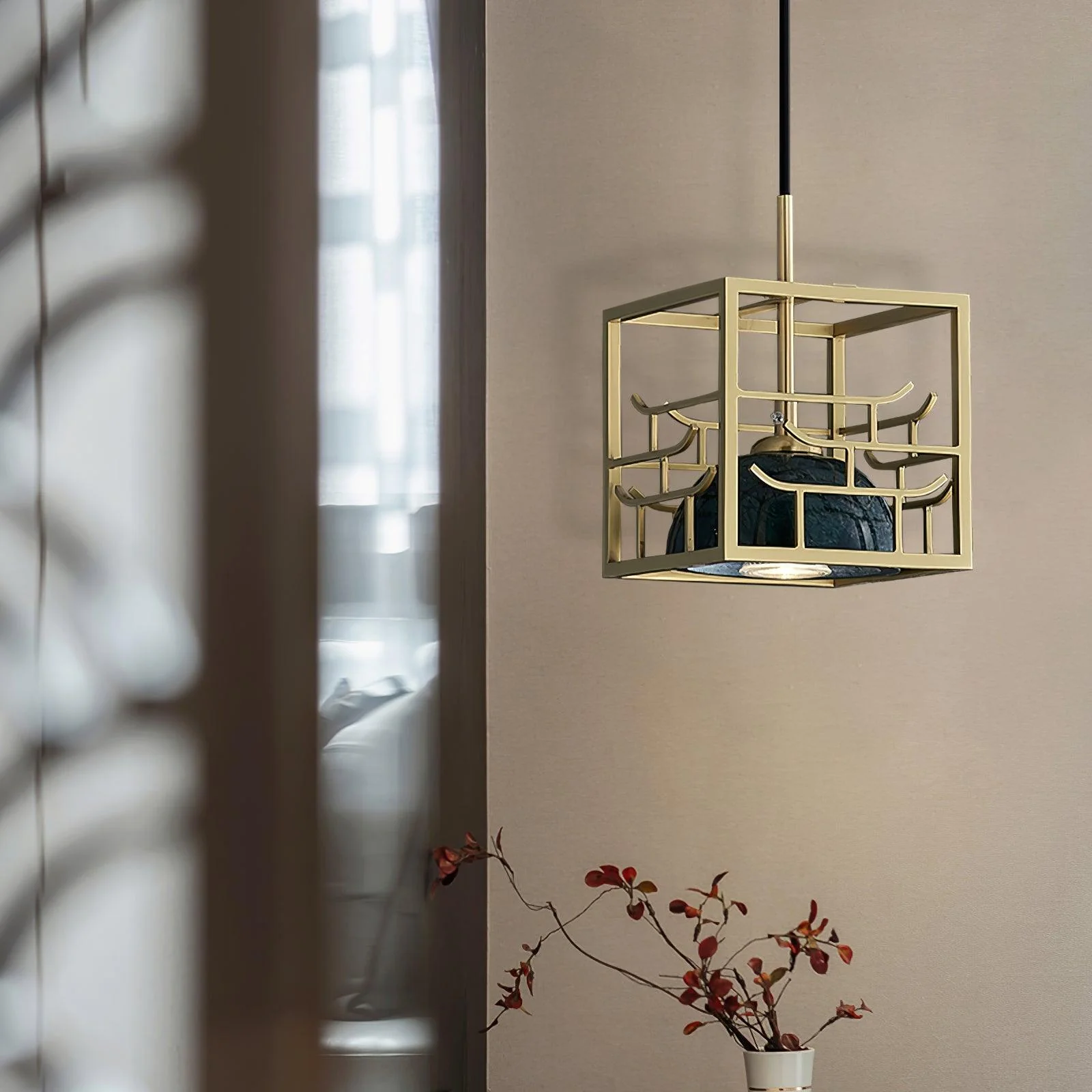 Cubo Modern Brass Pendant Lamp - Image 15