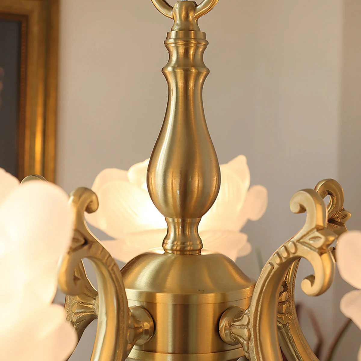Curved Vintage Brass Chandelier - Image 15