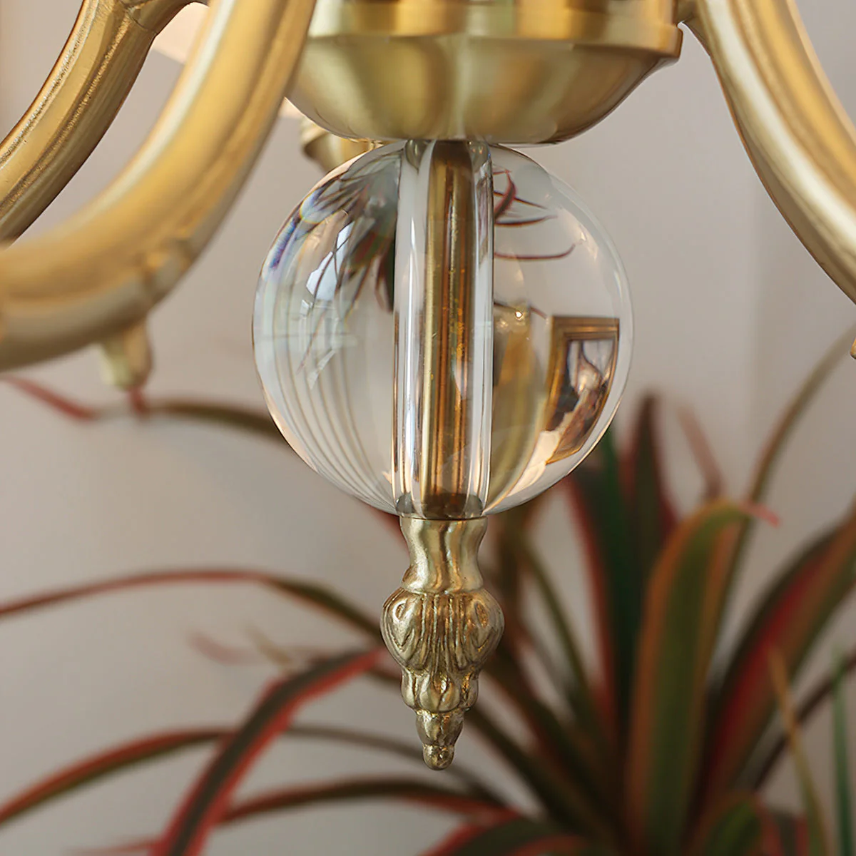 Curved Vintage Brass Chandelier - Image 18
