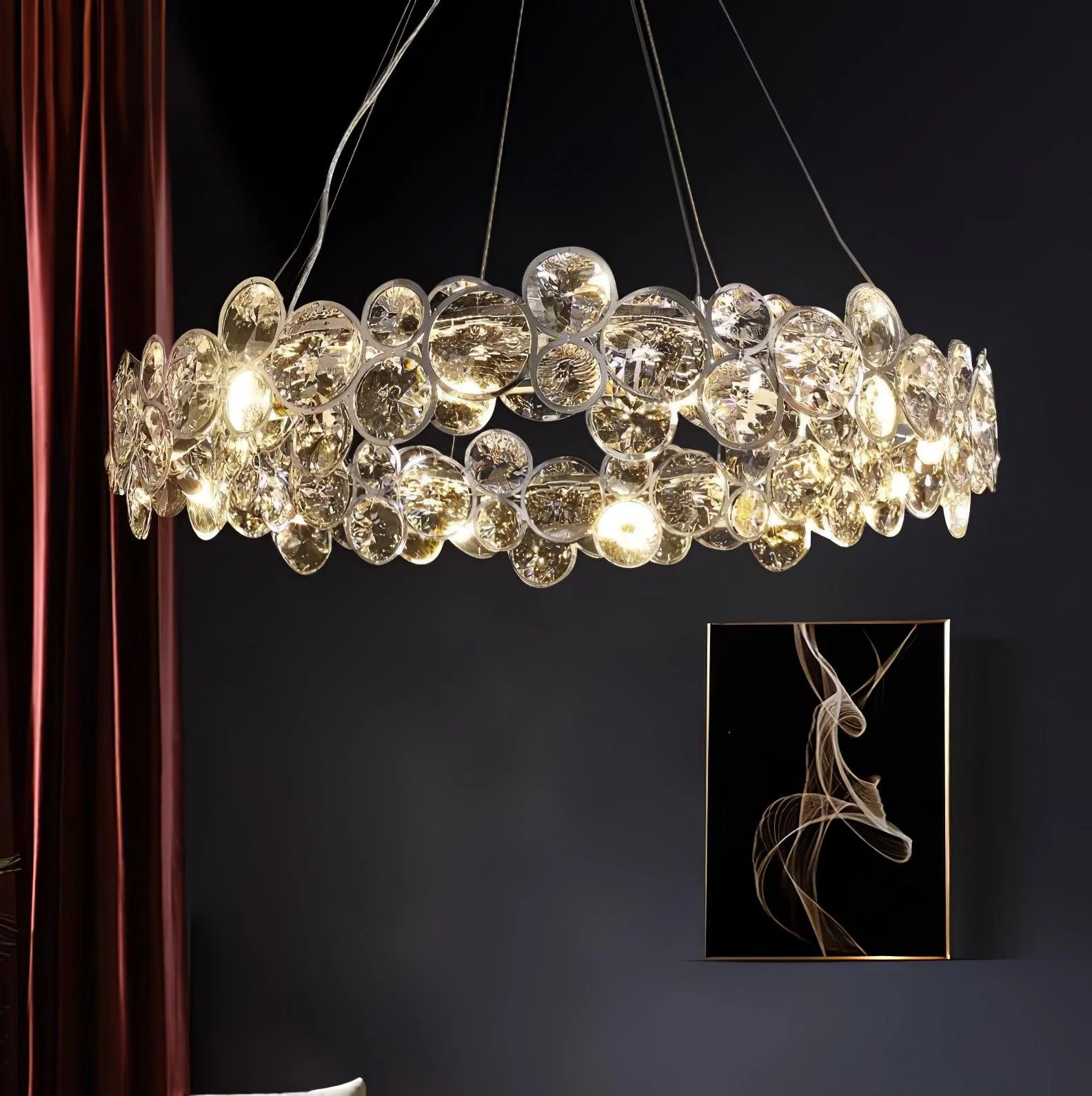 Cuthaiel Postmodern Luxury Round Chrome Crystal Chandelier - Image 3