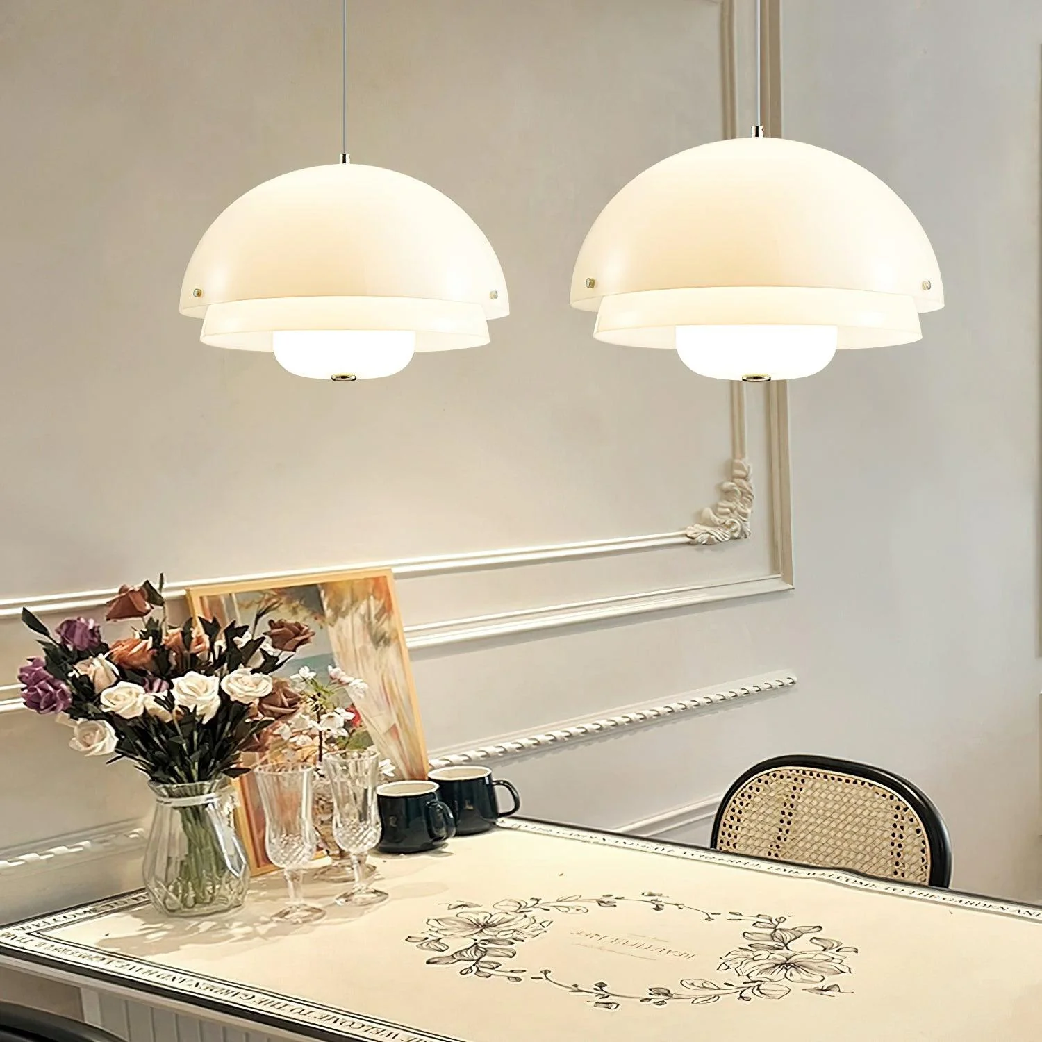 Cuthean Unique Milk White Glass Pendant Lamp - Image 16
