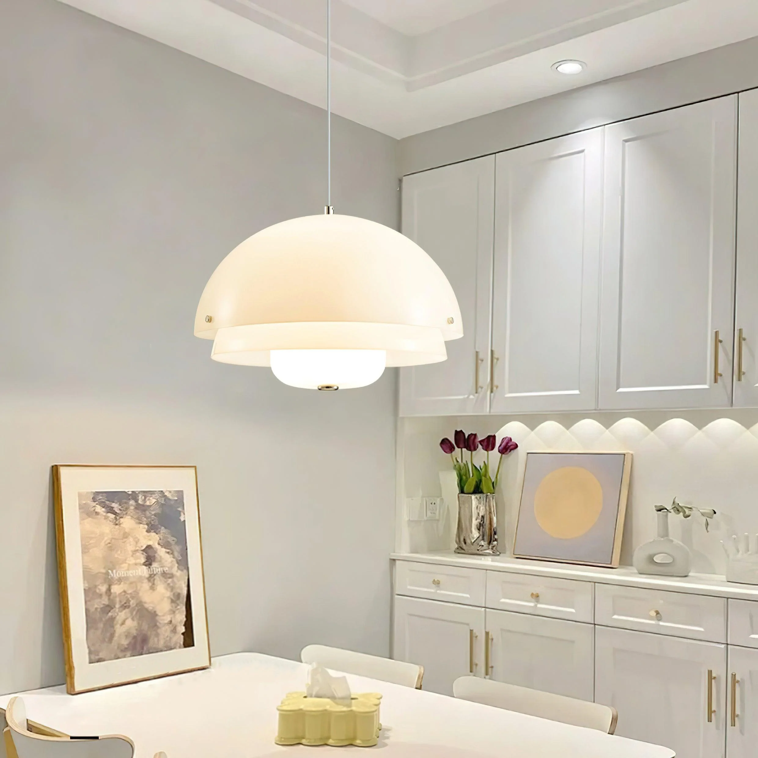 Cuthean Unique Milk White Glass Pendant Lamp - Image 27