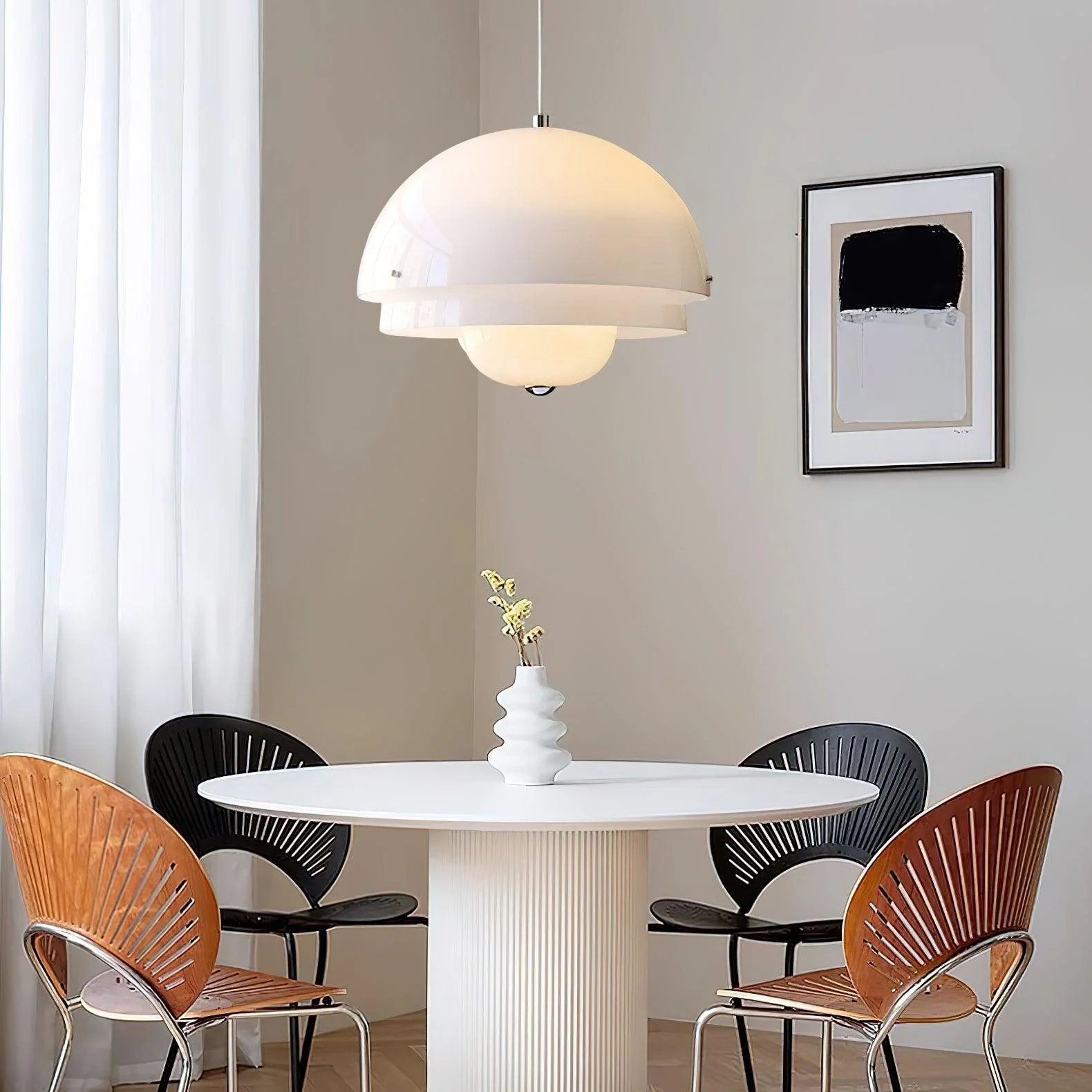 Cuthean Unique Milk White Glass Pendant Lamp - Image 34