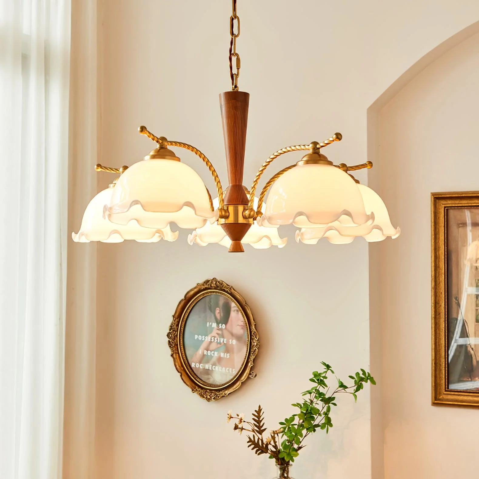 Daisy Vintage Glass Chandelier - Image 4