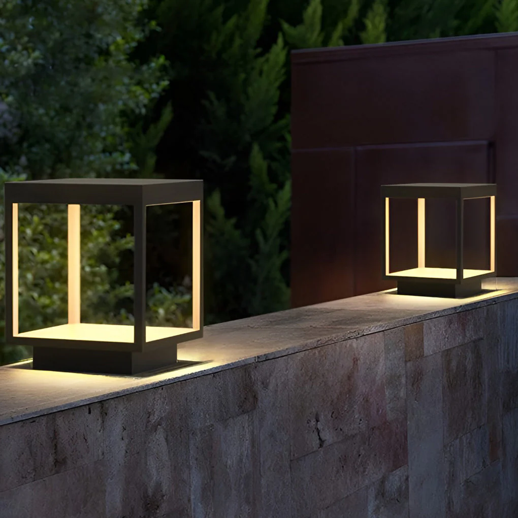 Diane Modern Frame Pier-Mounted Steel Outdoor Post Light - Image 4