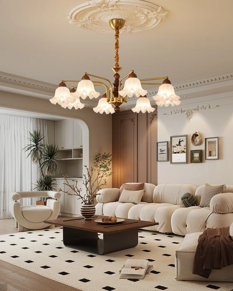 Lylaeen Elegance Vintage Glass Wood Chandelier - Image 18