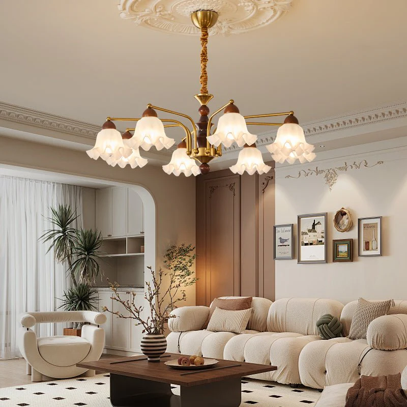 Lylaeen Elegance Vintage Glass Wood Chandelier - Image 25