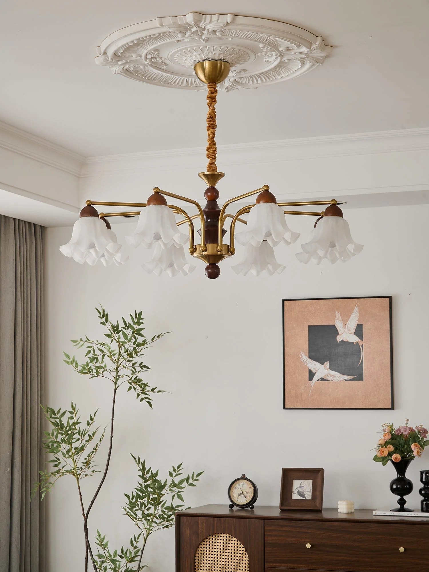 Lylaeen Elegance Vintage Glass Wood Chandelier - Image 26