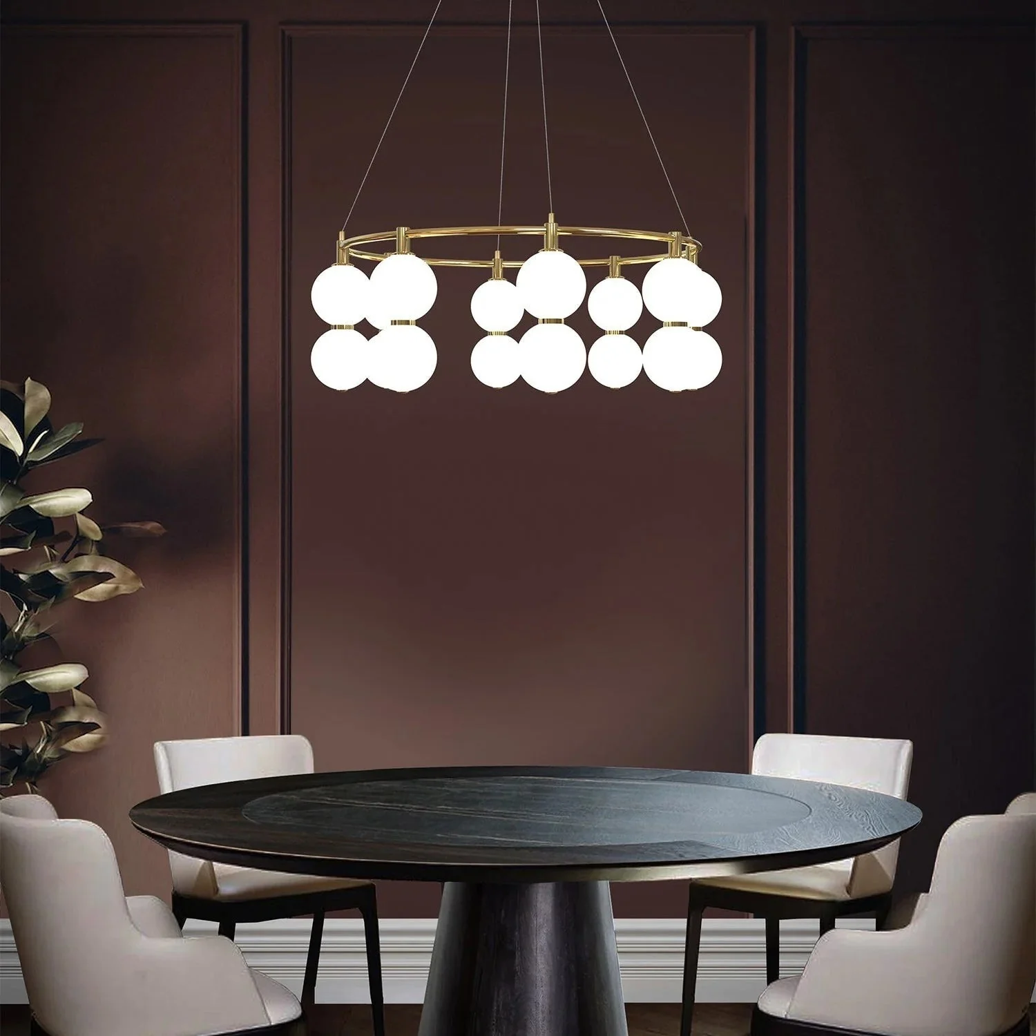 Echo Contemporary Brass Glass Chandelier - Image 2