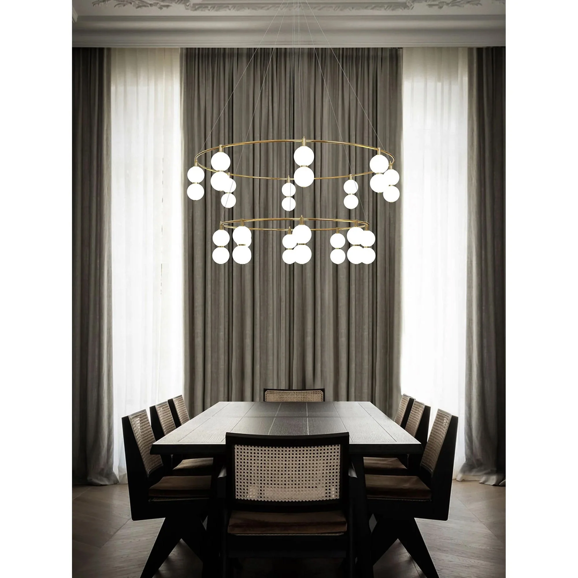 Echo Contemporary Brass Glass Chandelier - Image 3