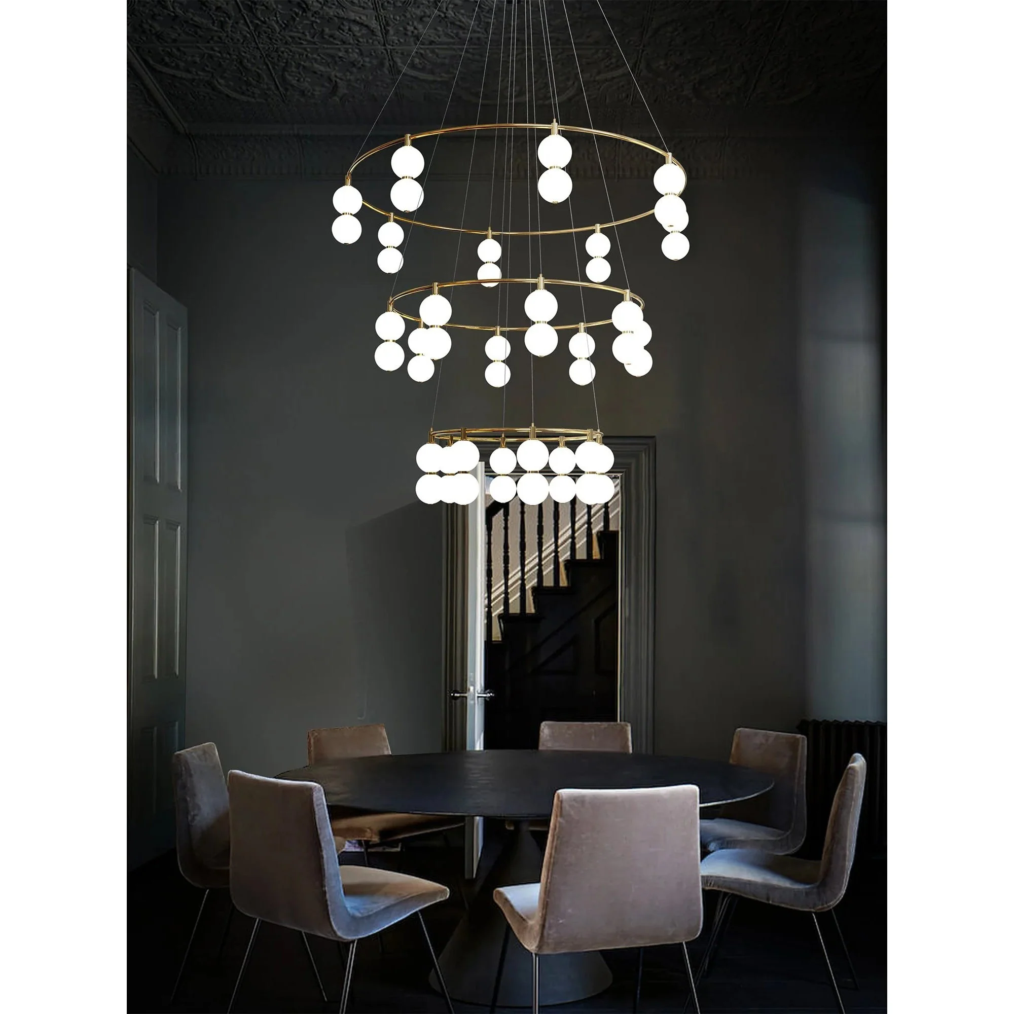 Echo Contemporary Brass Glass Chandelier - Image 4
