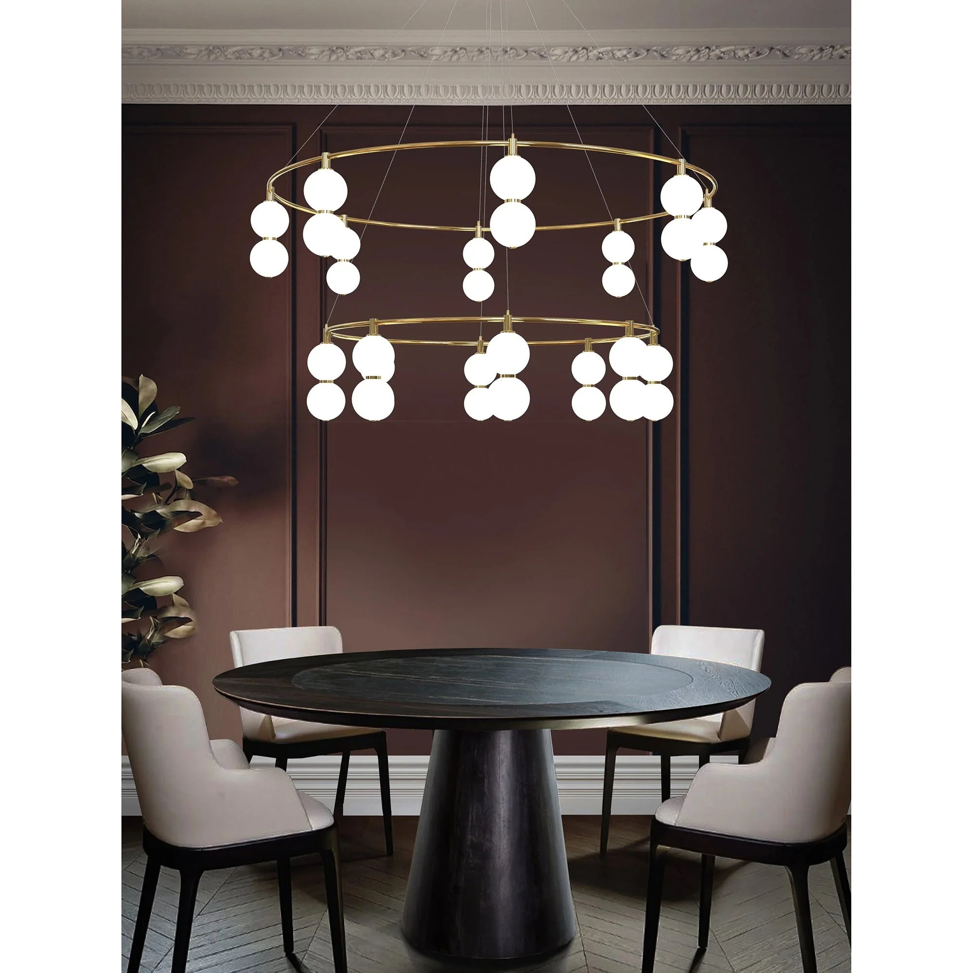 Echo Contemporary Brass Glass Chandelier - Image 6