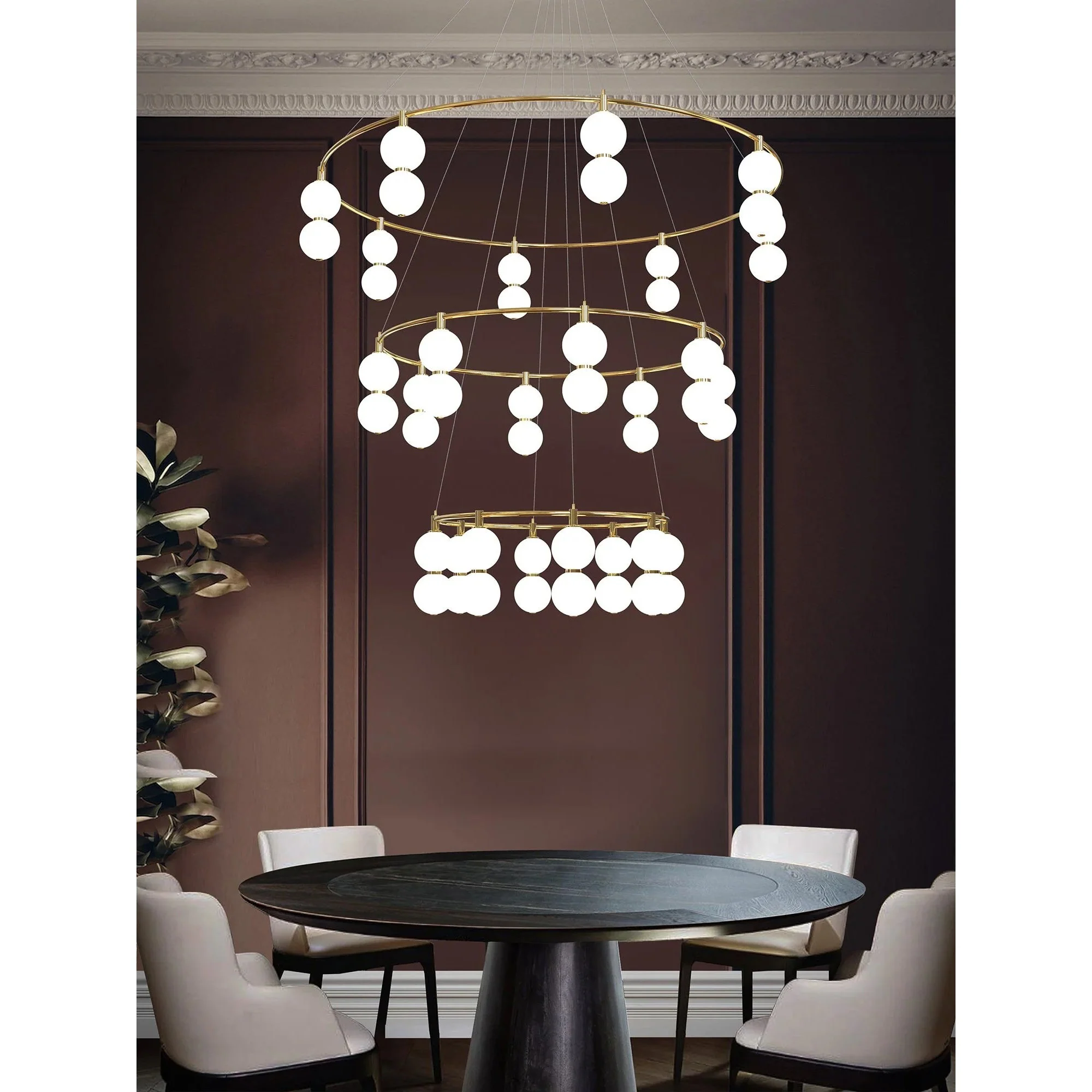 Echo Contemporary Brass Glass Chandelier - Image 7
