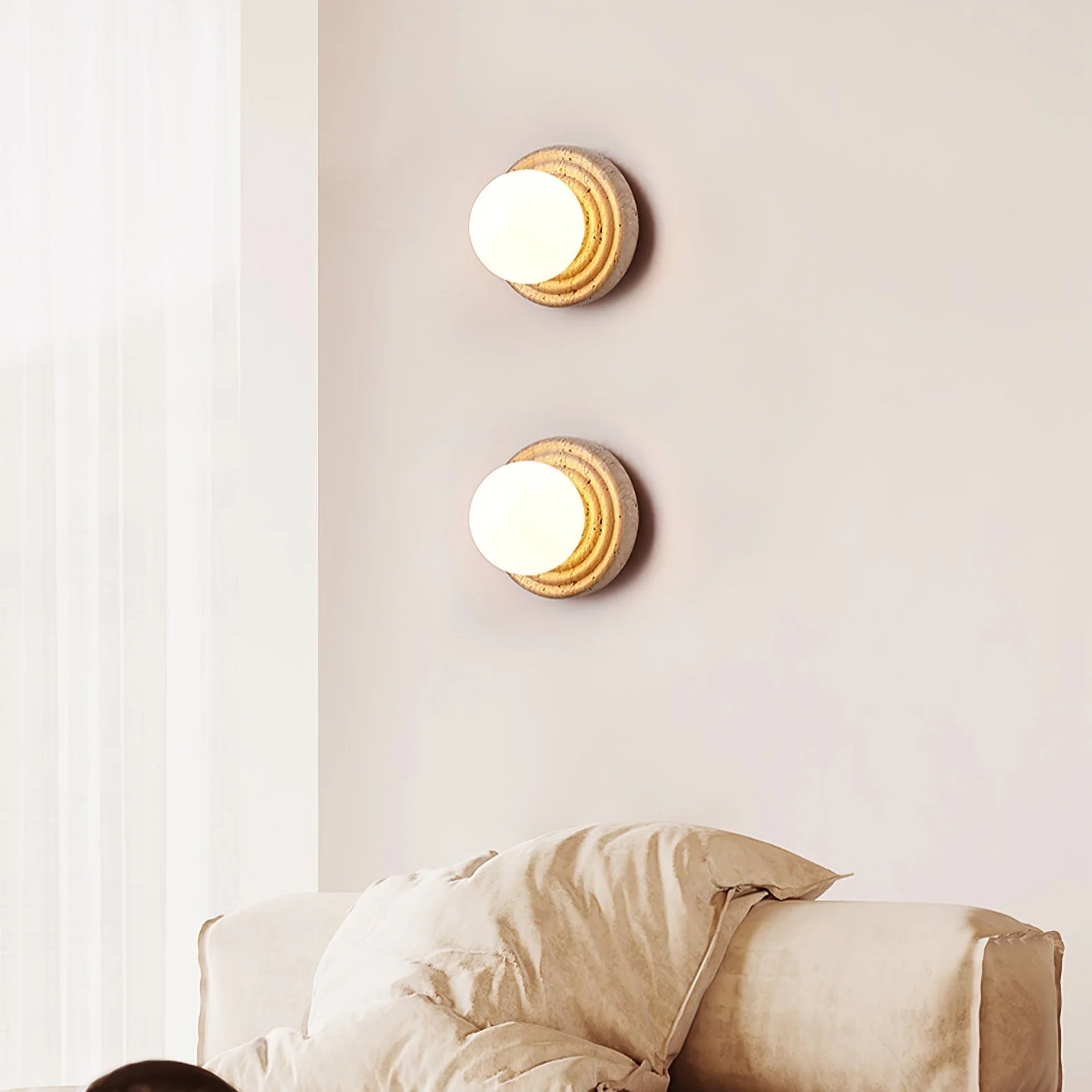 Echo Travertine Globe Wall Lamp - Image 11