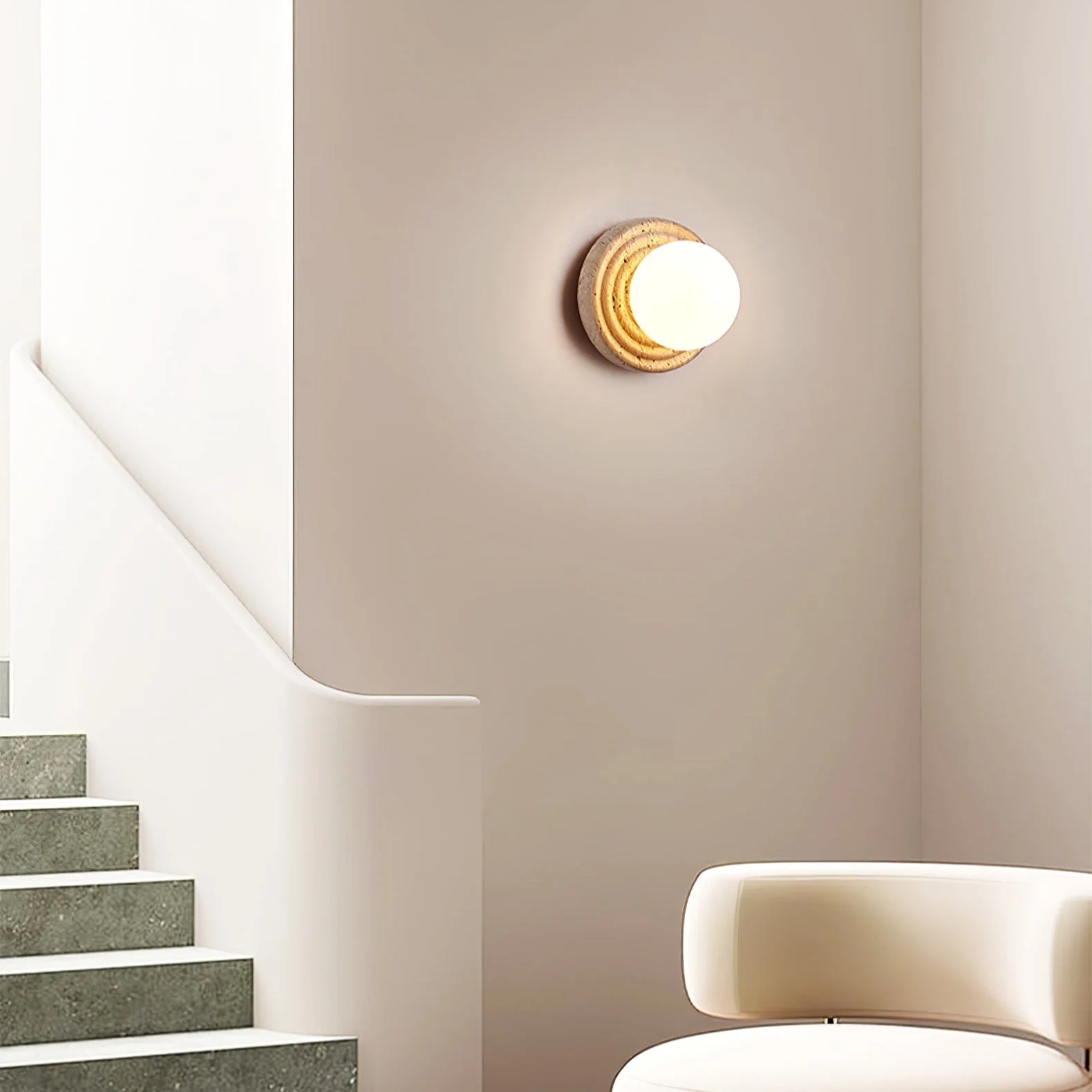 Echo Travertine Globe Wall Lamp - Image 13