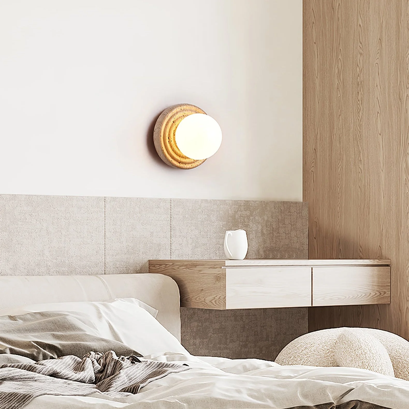 Echo Travertine Globe Wall Lamp - Image 4