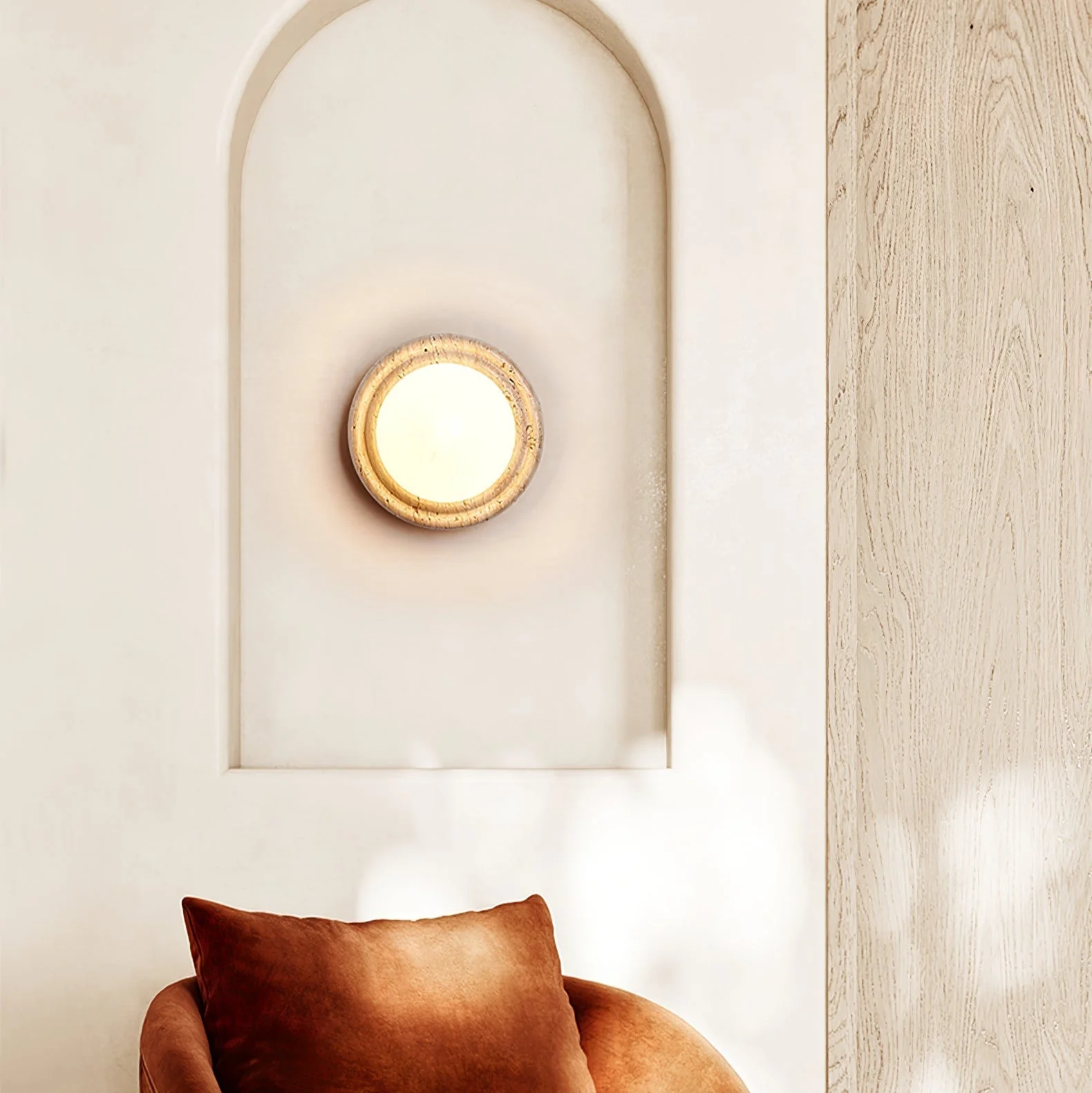 Echo Travertine Globe Wall Lamp - Image 9