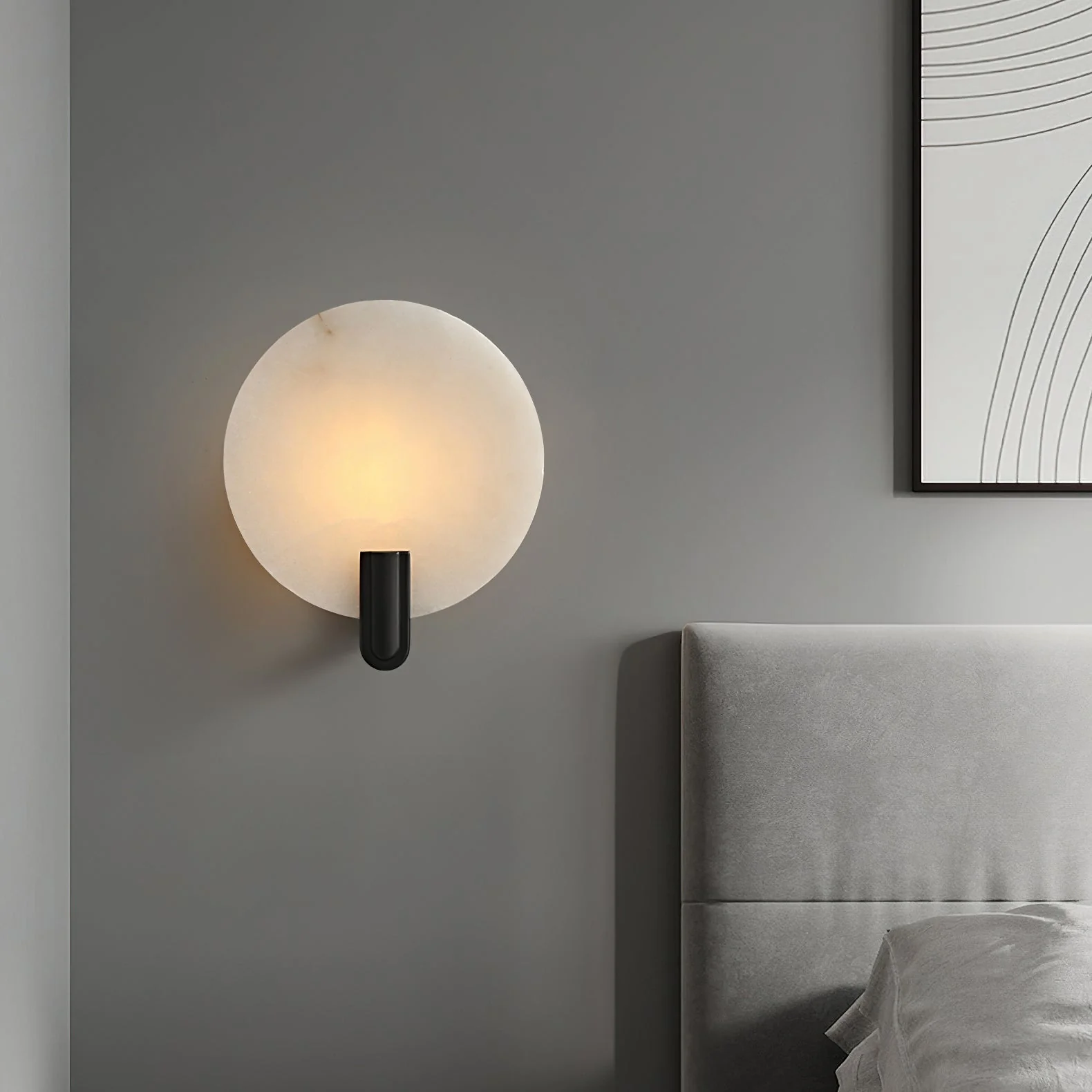 Eclipse Alabaster & Brass Wall Light - Image 4