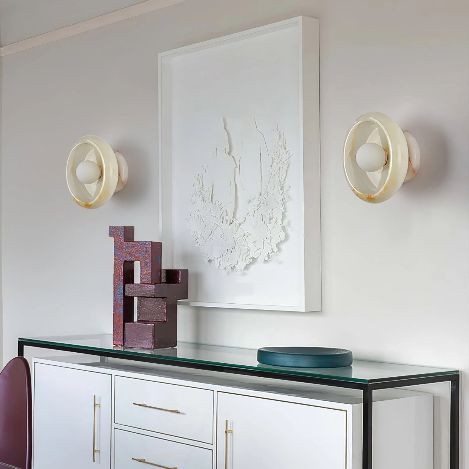 Eclipse Jade Art Deco Natural Jade Wall Sconce - Image 9