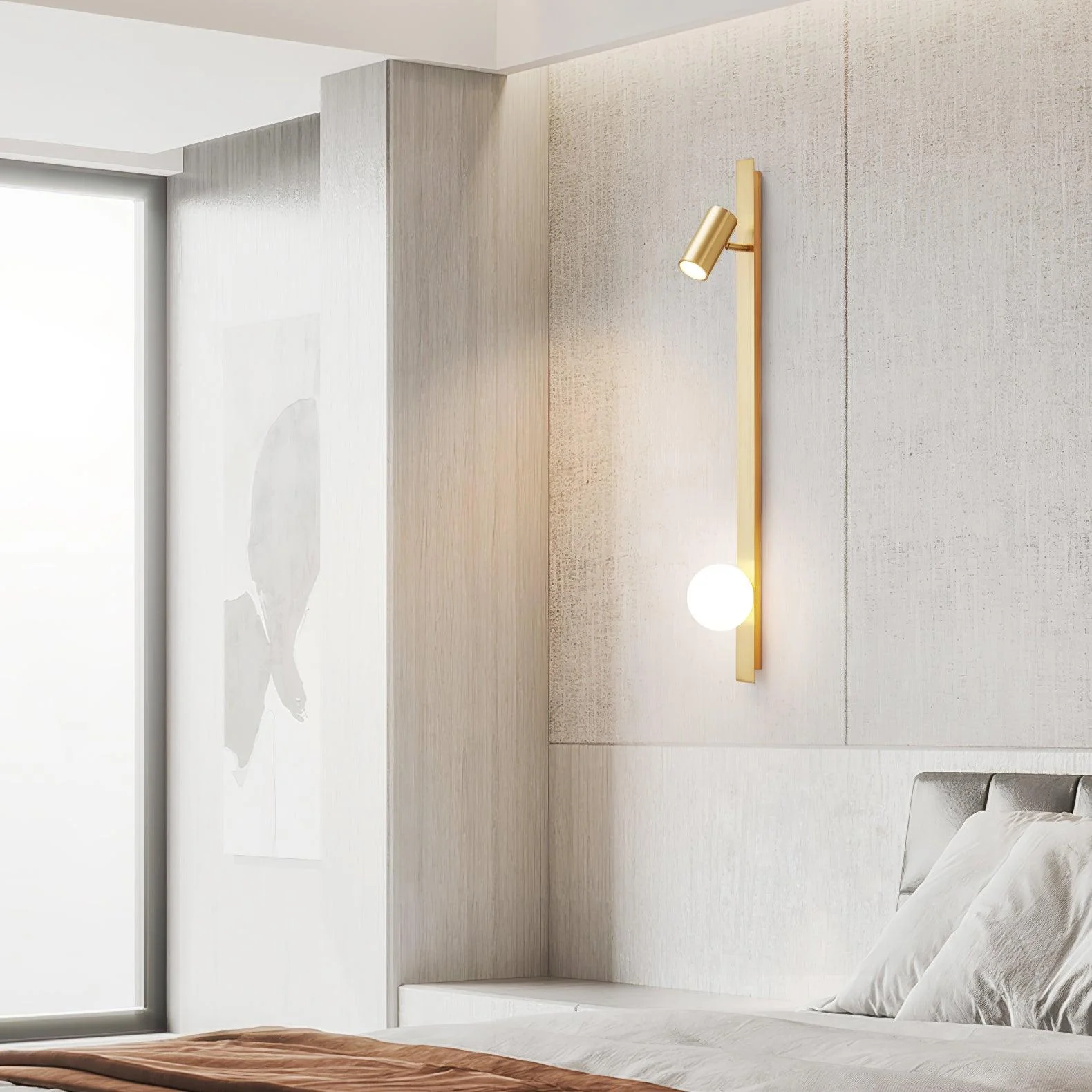 Elarise Brass Glass Minimalist Wall Light - Image 18