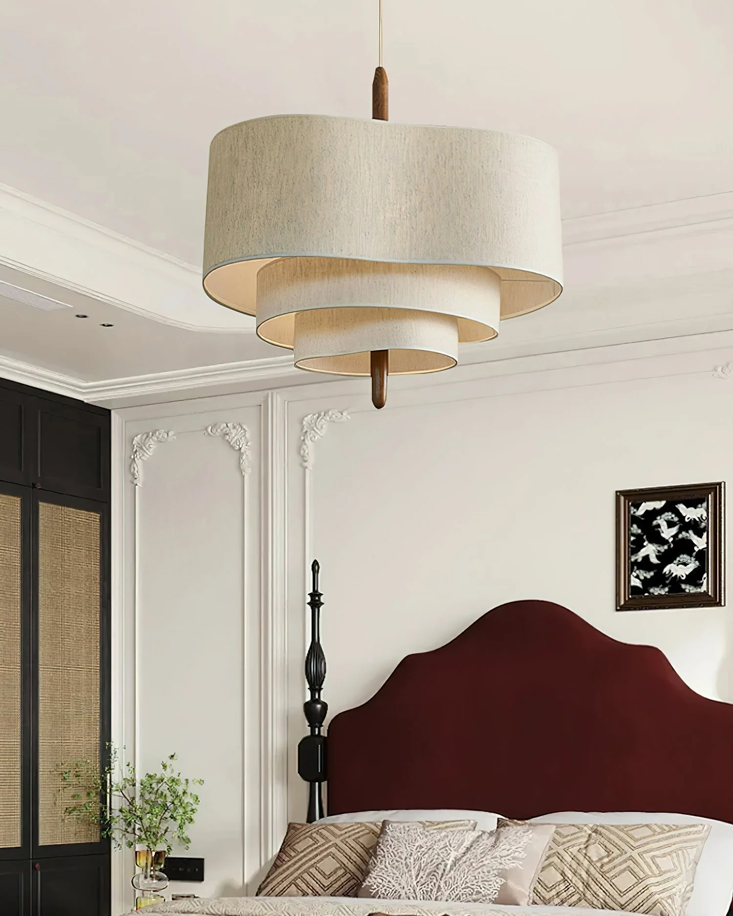 Eldorora Elegance Wave Ladder Wood Fabric Pendant Lamp - Image 12