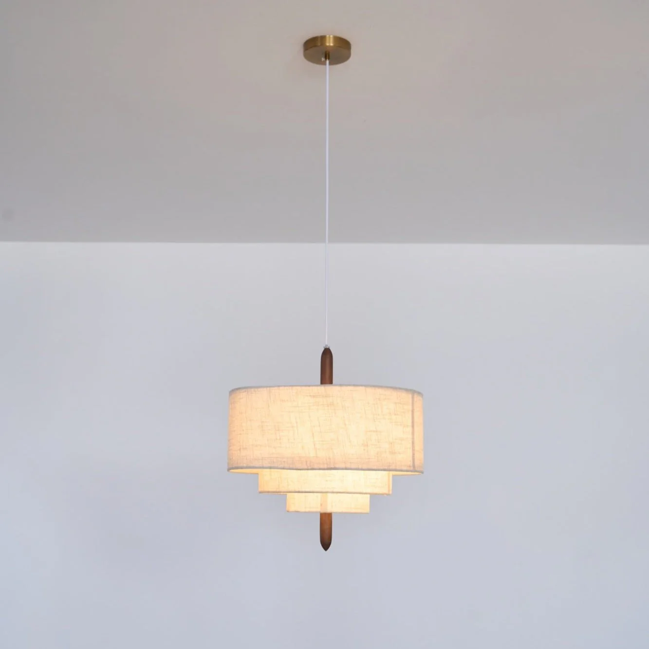 Eldorora Elegance Wave Ladder Wood Fabric Pendant Lamp - Image 25