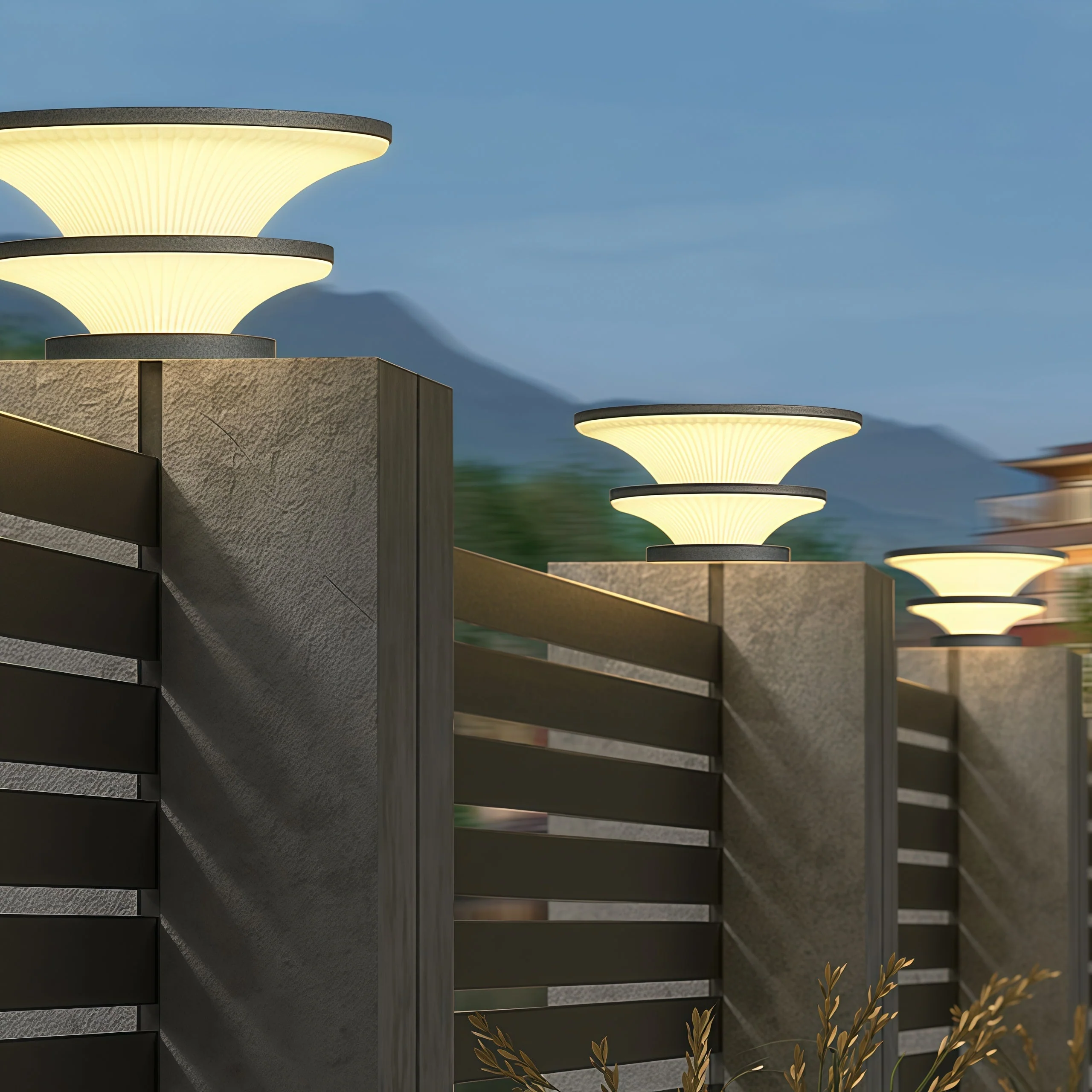 Elijah Round Modern Steel Outdoor Patio Pillar Lights - Image 10