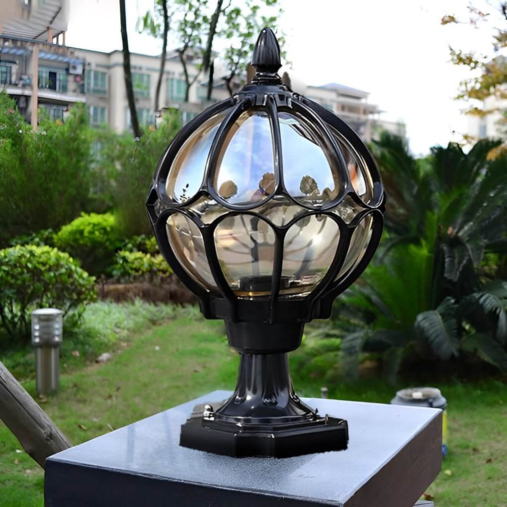 Elio Vintage Globe Glass Outdoor Pier Post Light