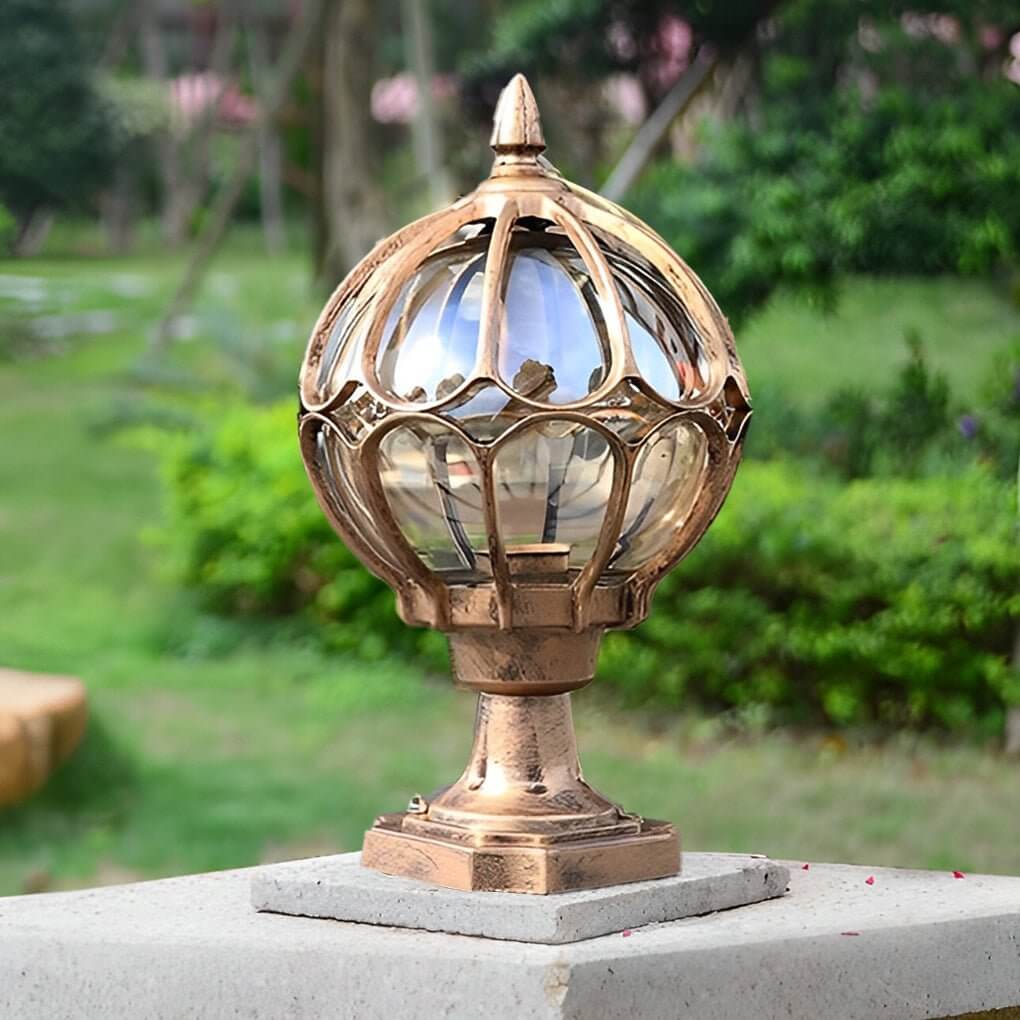 Elio Vintage Globe Glass Outdoor Pier Post Light - Image 2