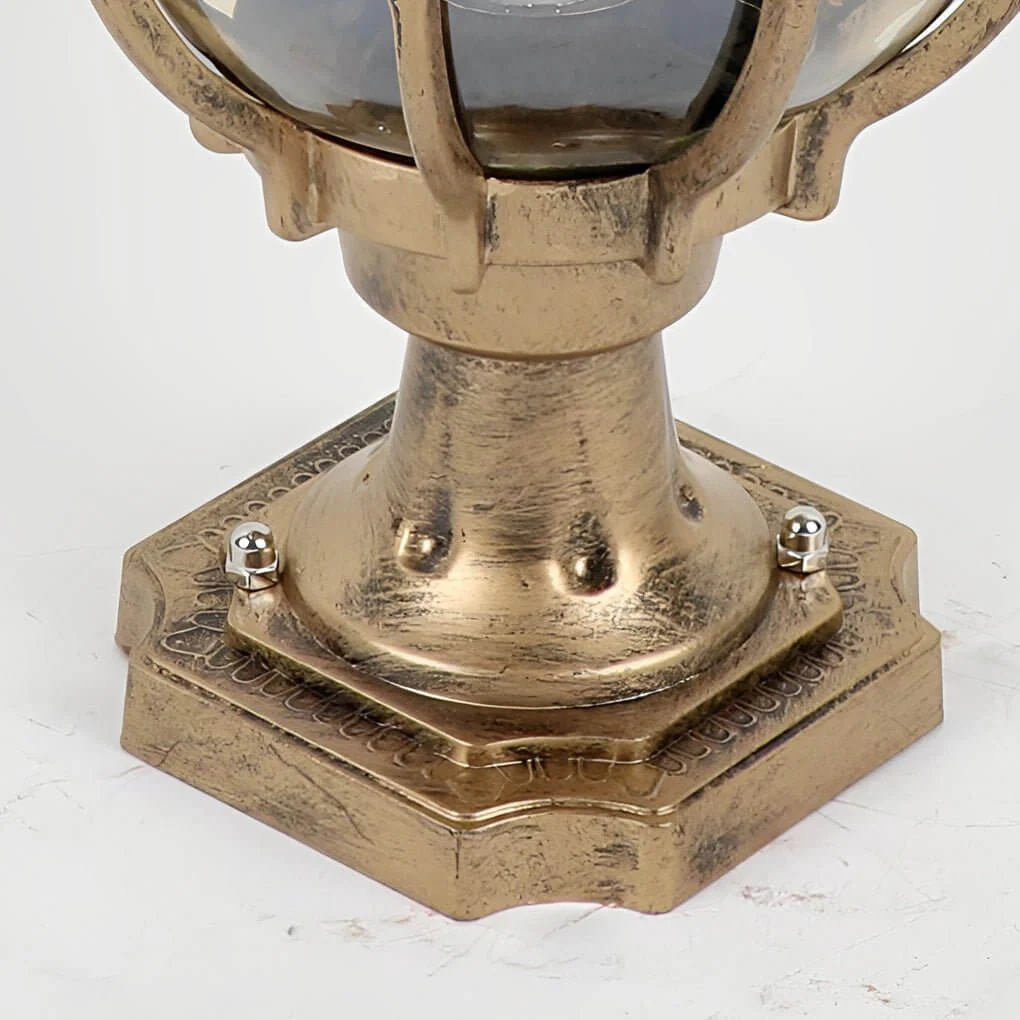 Elio Vintage Globe Glass Outdoor Pier Post Light - Image 4