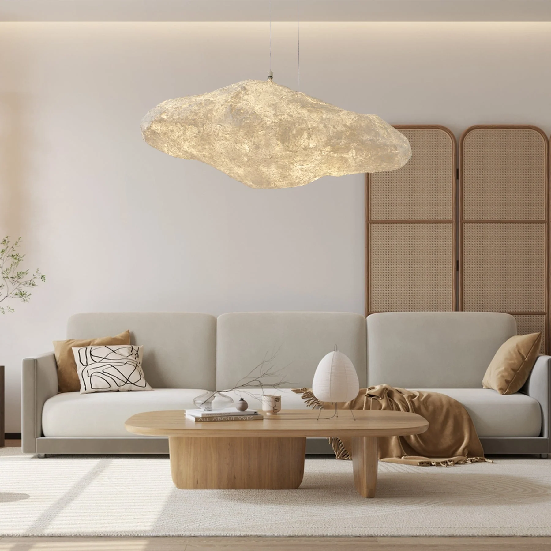 Elliros Textured Paper Pulp Pendant Light - Image 6