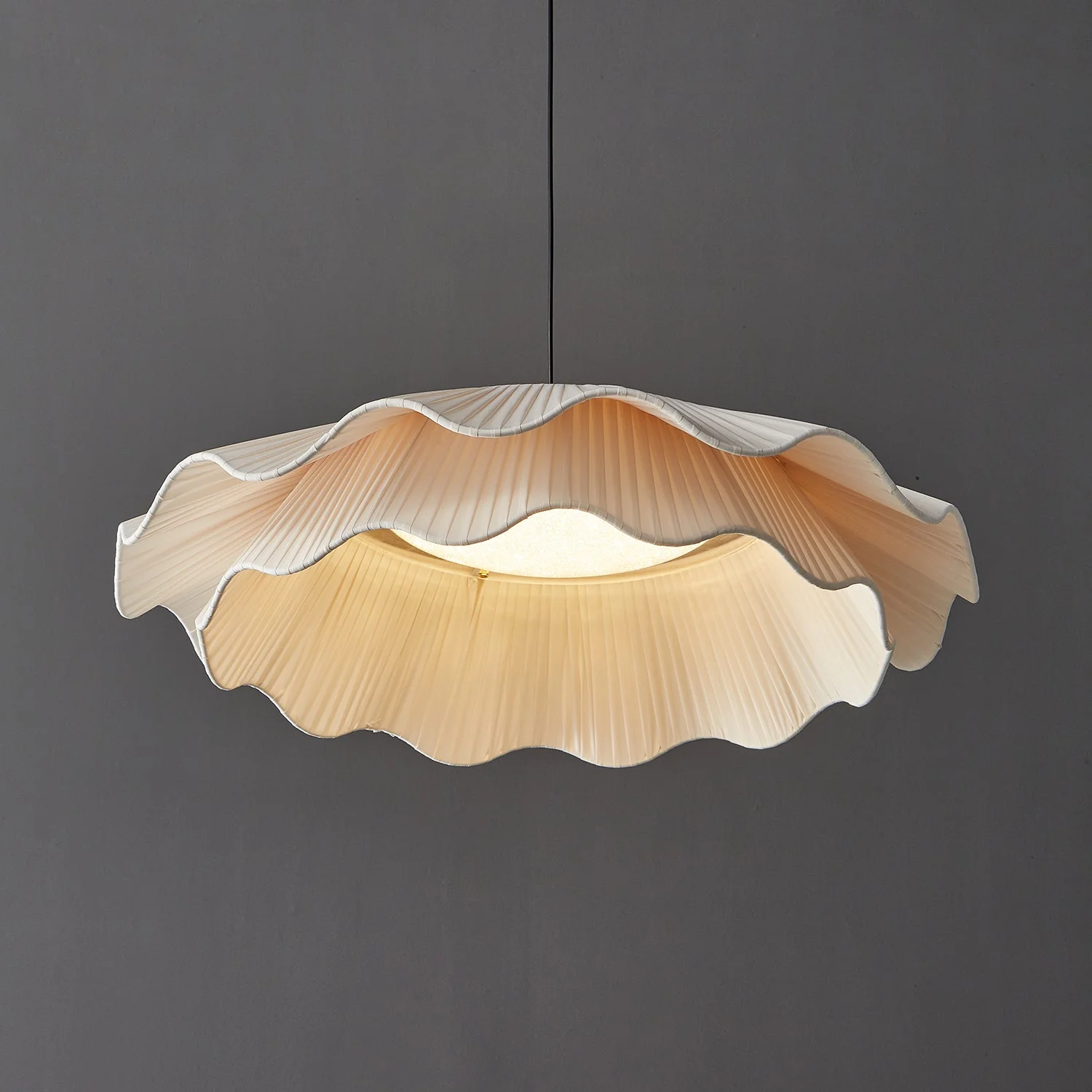 Ellorel Elegance Wave Brass Fabric Pendant Lamp - Image 10